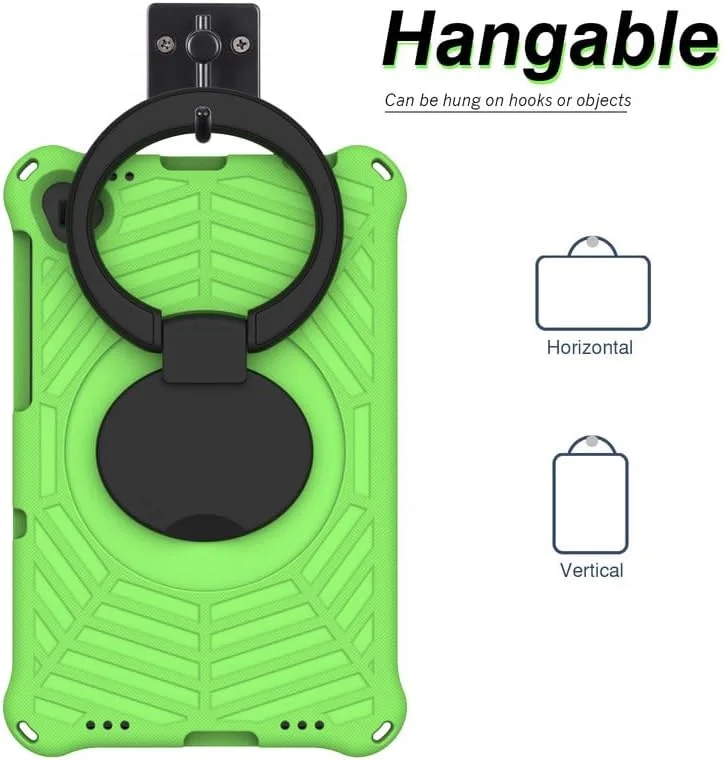 Nikaque For Lenovo Tab M10 Plus (2nd Gen) FHD Kids Case 10.3-Inch, Spider Web Pattern EVA Foam, with Ring Handle Stand & Shoulder Strap Tablet Case For Lenovo M10 Plus TB-X606F/TB-X606X, Green