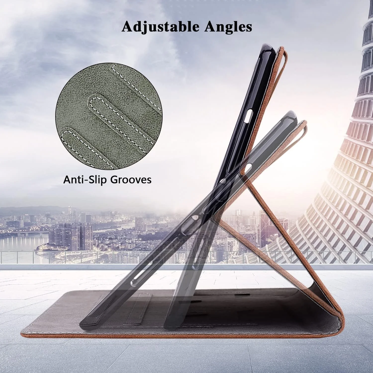 کیف محافظ تبلت لنوو تب P12 سایز 12.7 اینچ مدل 2023، کیف پول چرمی PU با قابلیت تاشو، دارای جای قلم و عملکرد استند، قهوه ای