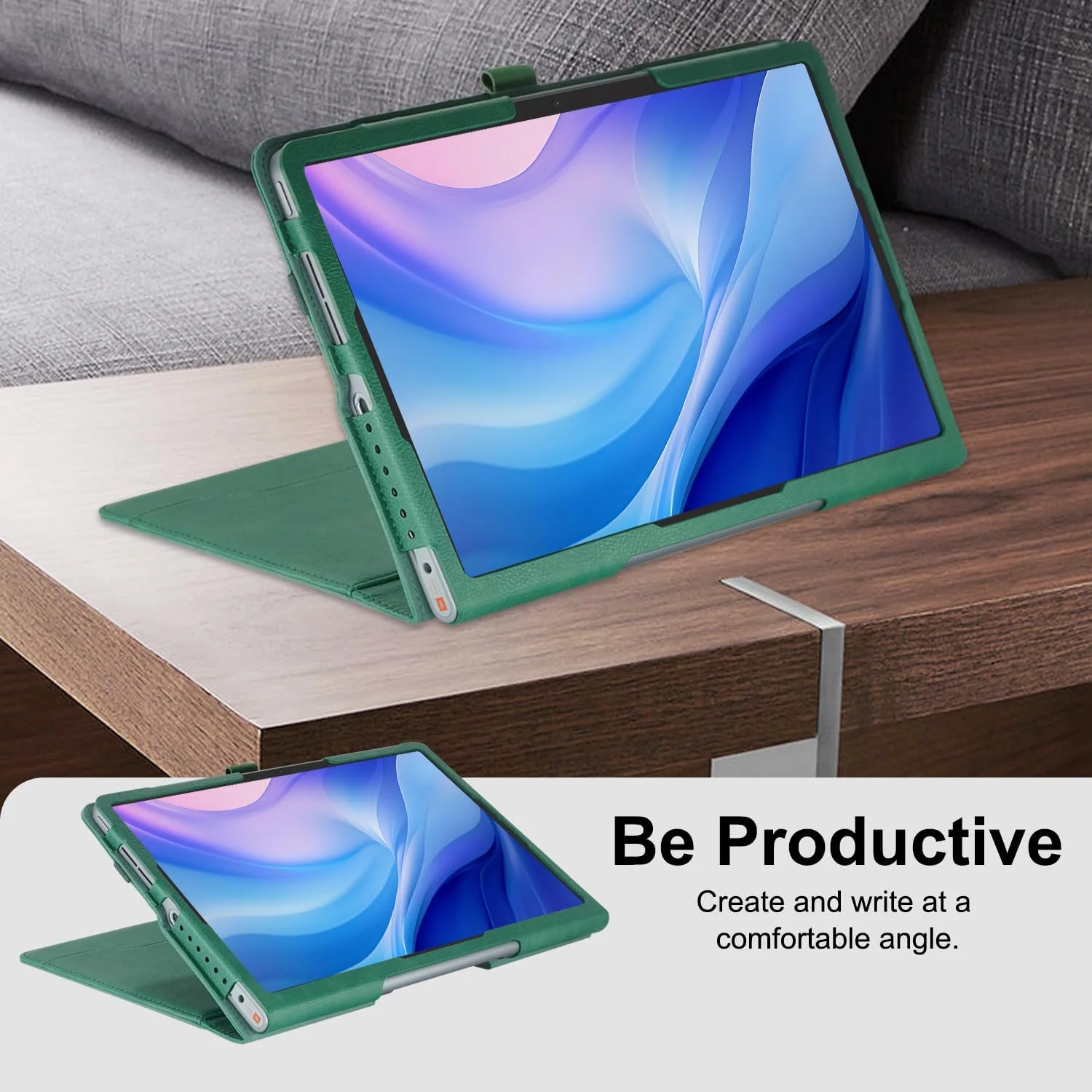 کیف تبلت TOPCASE سازگار با تبلت لنوو تب پلاس (TB351FU) 11.5 اینچی 2024، دارای جای قلم و محفظه مدارک، سبز تیره