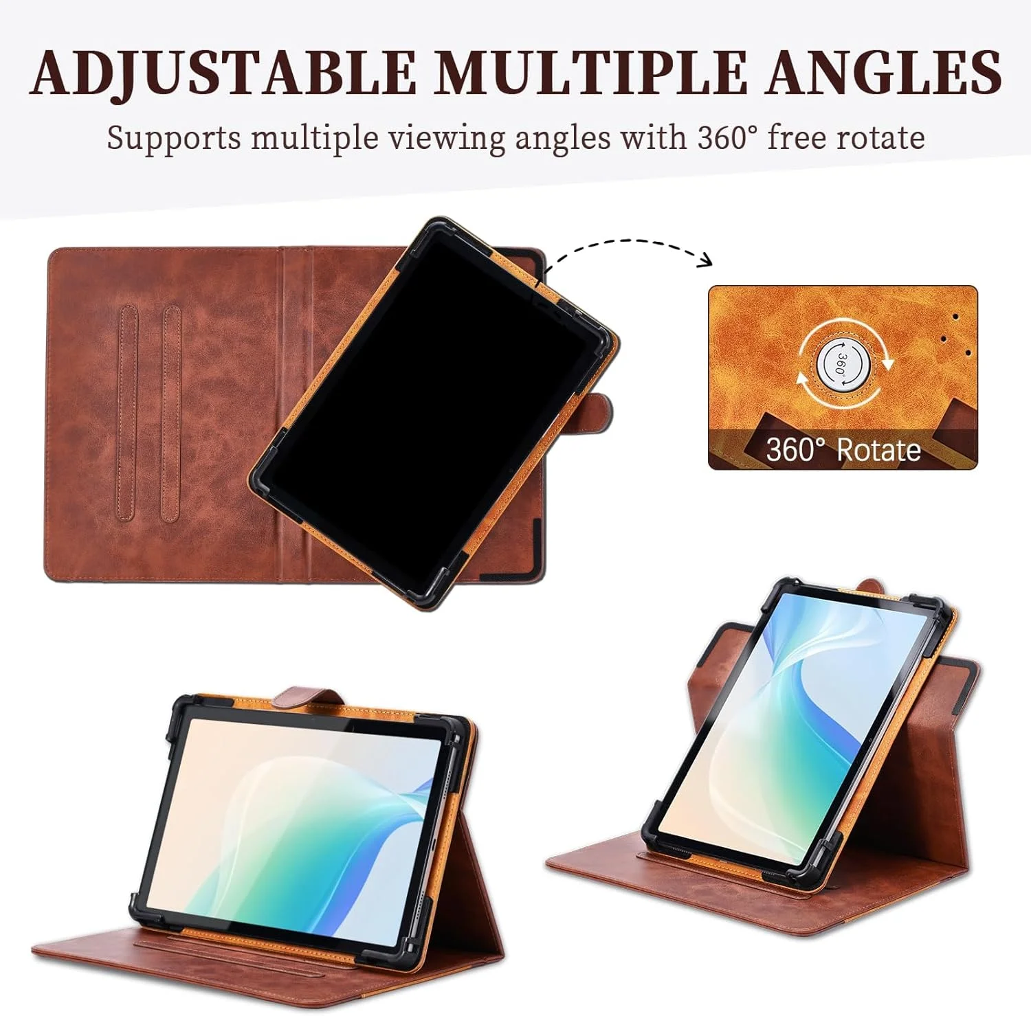 Case for Lenovo Tab B11 10.95-Inch Tablet Case 360 Degree Rotation Multi-Viewing Angels PU Leather Stand Folio Cover Brown