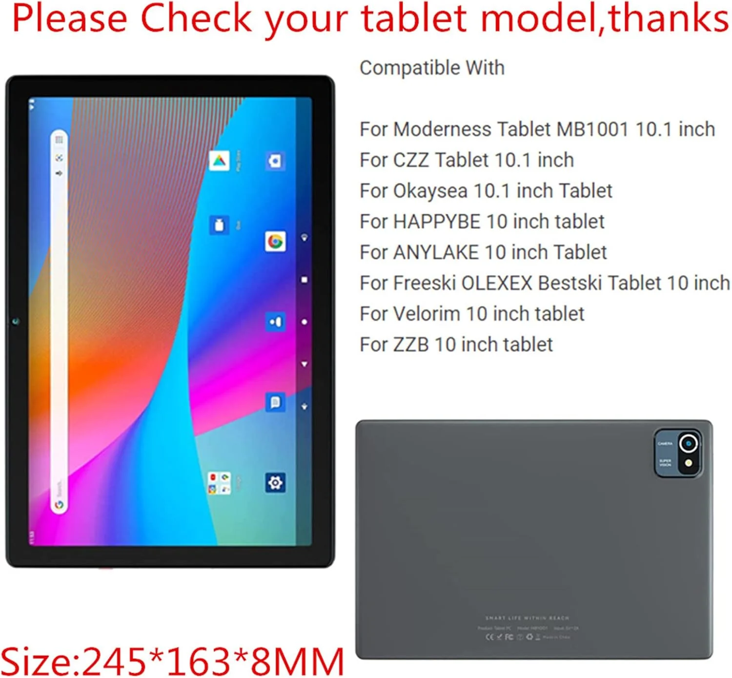 HminSen Case for MB1001 Tablet 10.1,Kids Friendly Silicone Case for Moderness MB1001/Okaysea 10.1 Tablet,for HAPPYBE/ANYLAKE/Freeski OLEXEX Bestski/Velorim/CZZ/ZZB 10 inch Tablet (Blue)