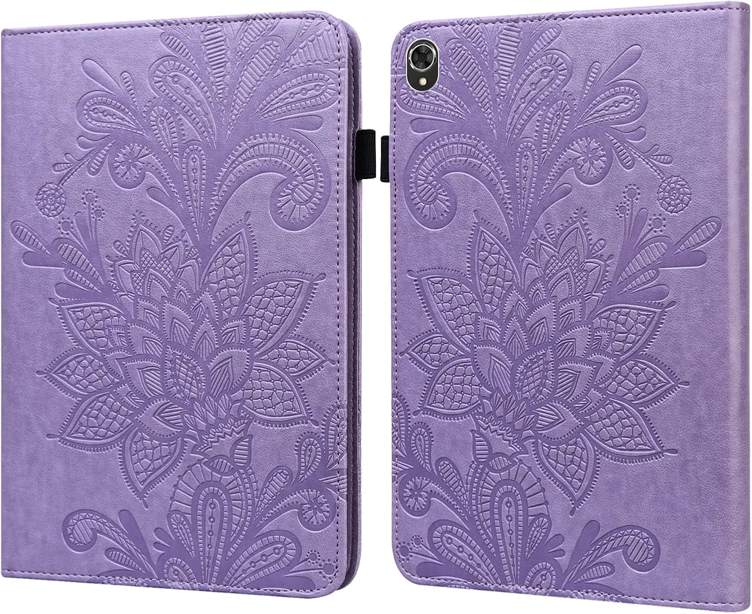 کیف تبلت چرمی طرح گل توری برجسته QIHANG SHIHUI مناسب برای تبلت لنوو تب K10 (آبی)(بنفش)(قهوه ای)(طلایی)(سبز) (رنگ: بنفش)