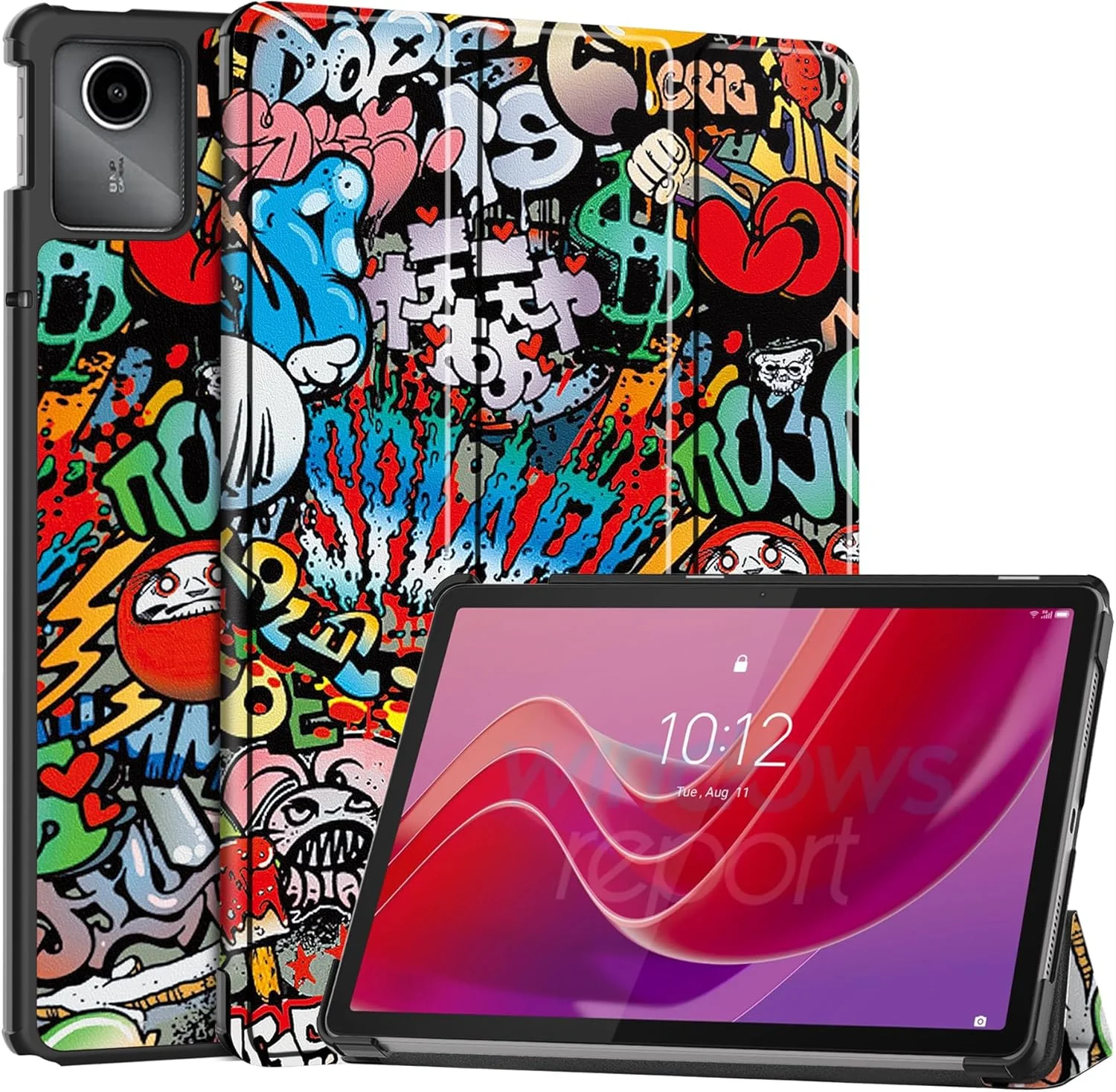 کیف تبلت RanTuo برای Lenovo Tab M11، چرم PU، سبک و نازک، ضد آب، ضد گرد و غبار، محافظ ضد افتادن برای Lenovo Tab M11. (گرافیتی)