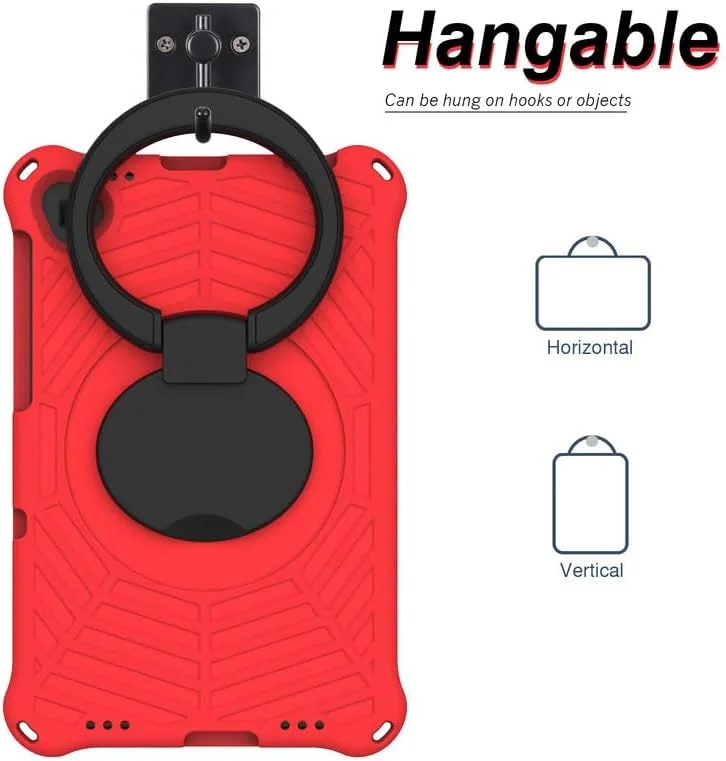 Nikaque For Lenovo Tab M10 Plus (2nd Gen) FHD Kids Case 10.3-Inch, Spider Web Pattern EVA Foam, with Ring Handle Stand & Shoulder Strap Tablet Case For Lenovo M10 Plus TB-X606F/TB-X606X, Red