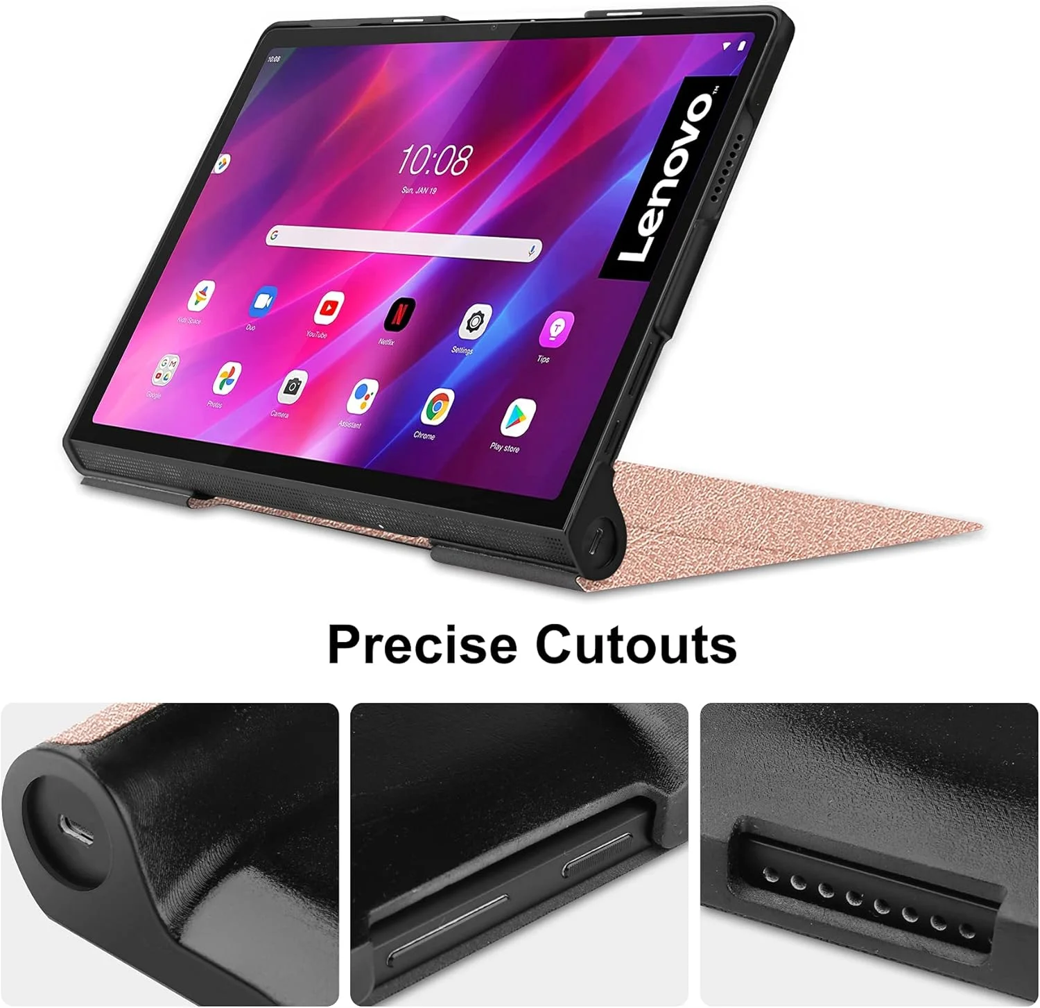 کیف تبلت RanTuo برای Lenovo Yoga Tab 11، چرم PU، سبک و نازک، ضد آب، ضد گرد و غبار، قاب محافظ ضد افتادن برای Lenovo Yoga Tab 11. (طلایی رز)