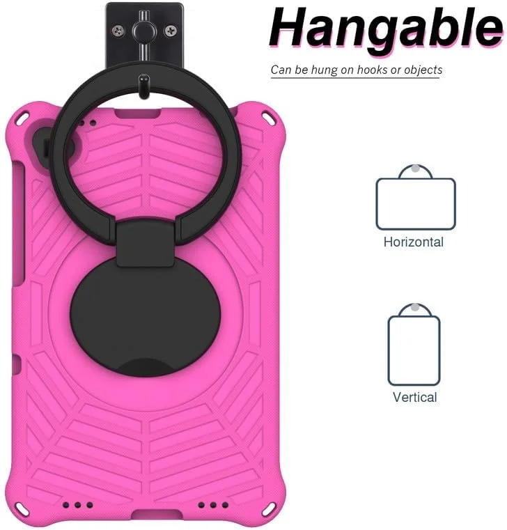 کیف تبلت کودکانه Nikaque مناسب برای Lenovo Tab M10 Plus (نسل دوم) FHD سایز 10.3 اینچ، فوم EVA با طرح تار عنکبوت، به همراه استند حلقه ای و بند شانه ای، مناسب برای Lenovo M10 Plus TB-X606F/TB-X606X، رنگ رز