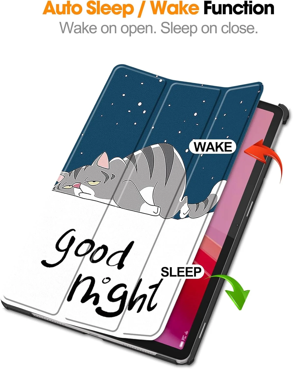 RanTuo Tablet Case for Lenovo Tab M11, PU Skin, Light and Thin, Waterproof, Dustproof, Anti-Fall Protective Case for Lenovo Tab M11.(Lazy Cat)