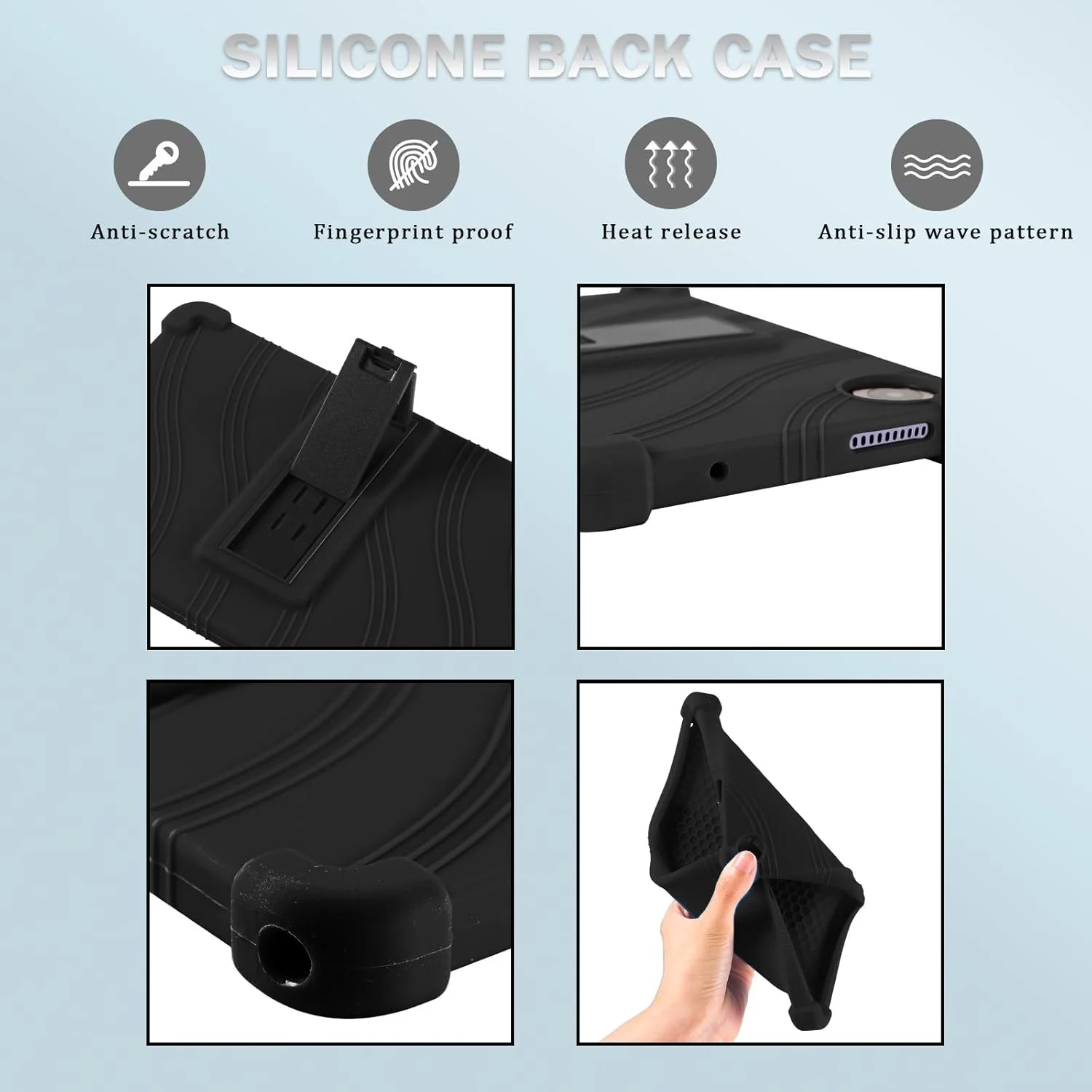 کاور تبلت لنوو تب وان 8.7 اینچی، کاور سیلیکونی تبلت با هولدر PC از XLTTONG، ضد ضربه برای لنوو تب وان (مشکی)