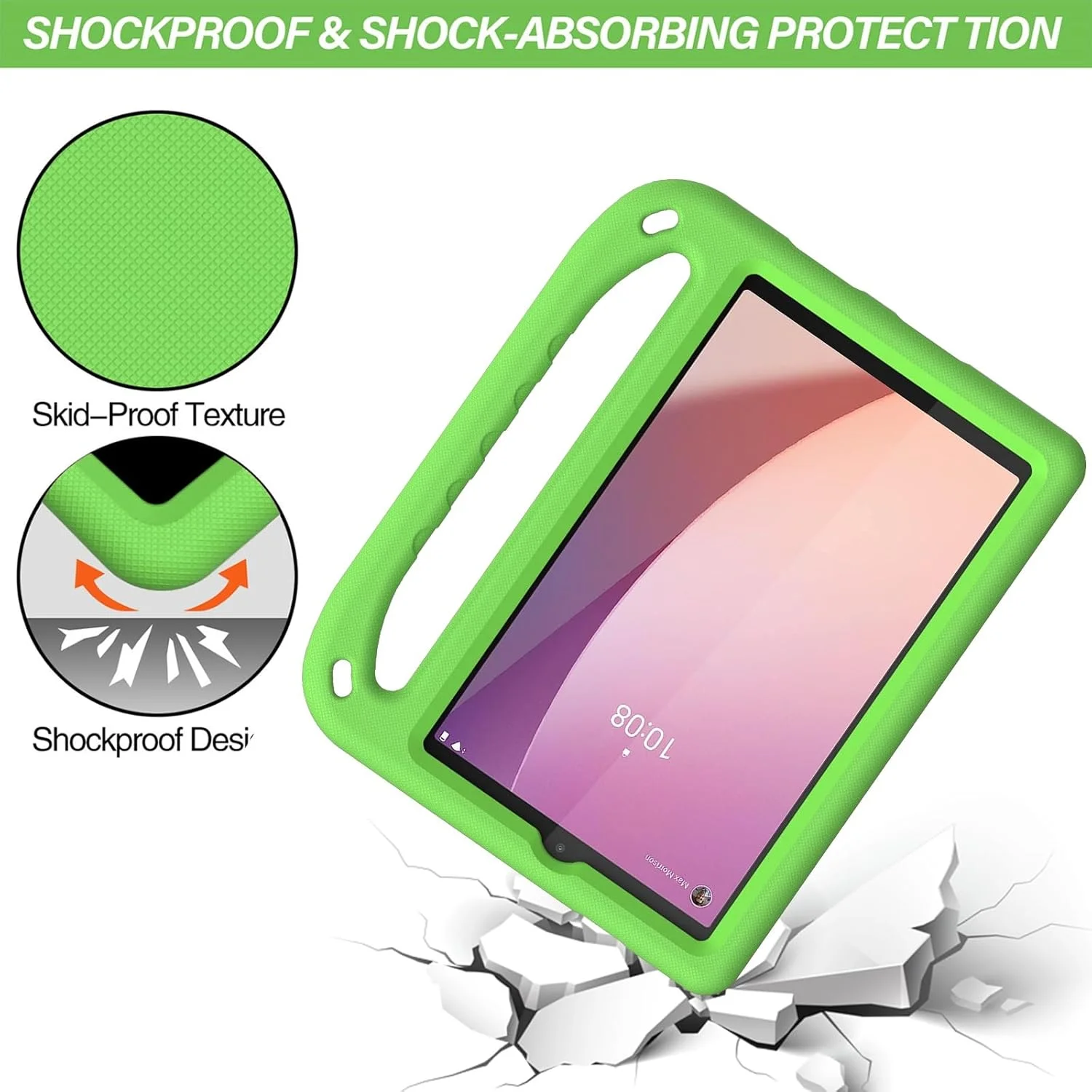 کیف تبلت مسافرتی سازگار با تبلت کودکان سازگار با Lenovo Tab M8 (نسل 4) TB-300FU/TB-300XU، پایه سبک و ضد ضربه با دستگیره محافظ سازگار با کودکان کیف تبلت مسافرتی سازگار با تبلت کودکان سازگار با Lenovo Tab M8 (نسل 4) TB-300FU/TB-300XU، پایه سبک و ضد ضربه با دستگیره محافظ سازگار با کودکان