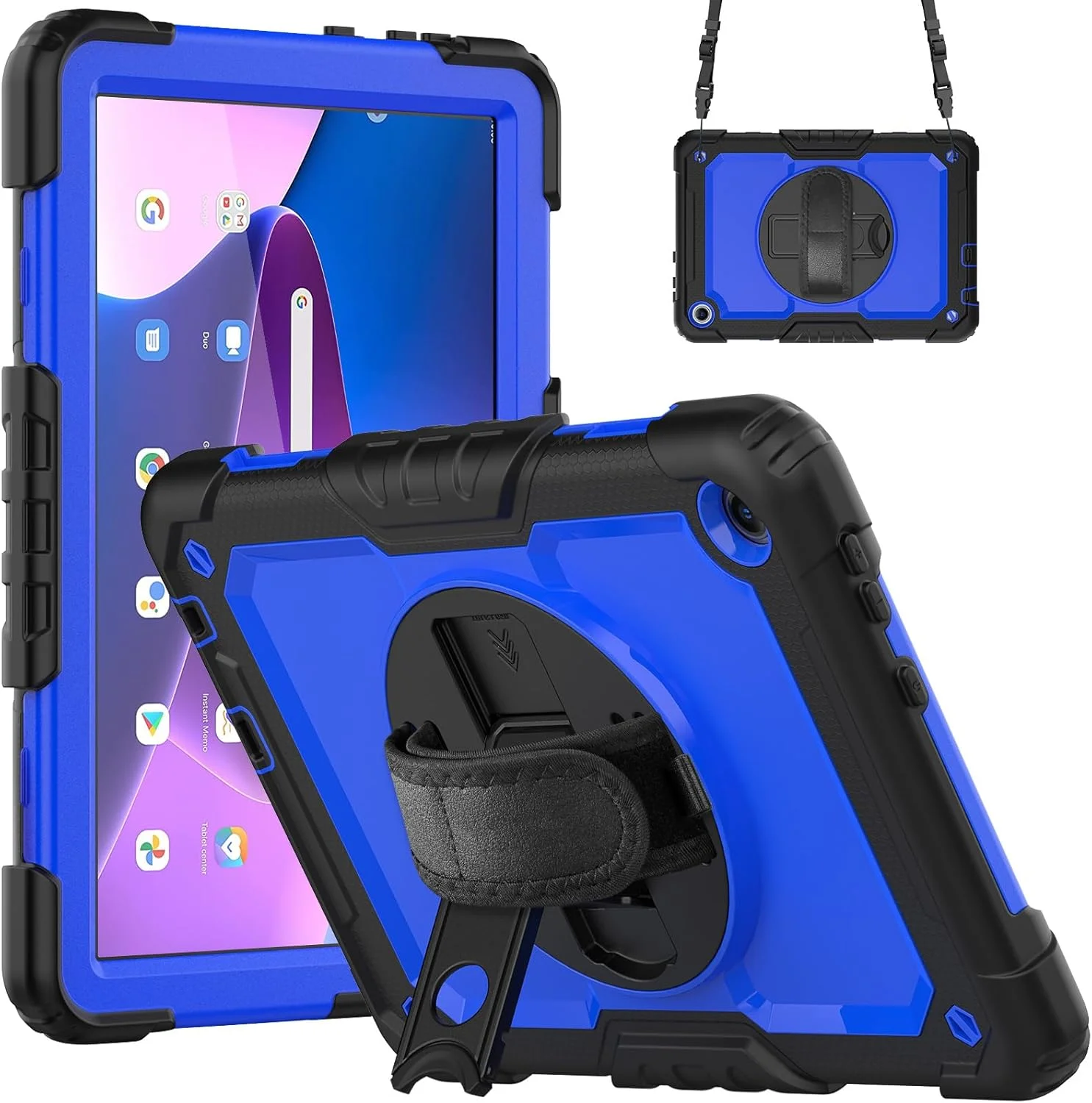 کیف محافظ تبلت سنگین نینسی برای لنوو تب M10 HD 10.1 اینچ نسل 3، کاور سیلیکونی رنگین کمانی ضد ضربه 3 در 1 با نگهدارنده مداد، بند شانه، بند دستی، پایه تاشو