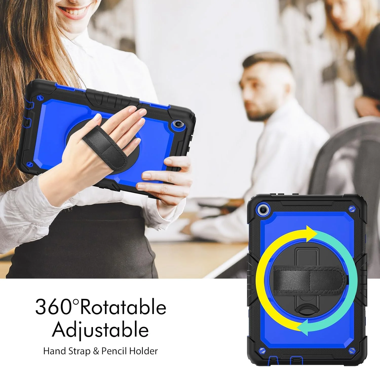 کیف محافظ تبلت سنگین نینسی برای لنوو تب M10 HD 10.1 اینچ نسل 3، کاور سیلیکونی رنگین کمانی ضد ضربه 3 در 1 با نگهدارنده مداد، بند شانه، بند دستی، پایه تاشو