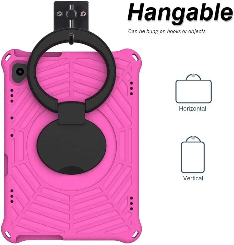 For Lenovo Tab M10 Kids Case 10.1-Inch, Spider Web Pattern EVA Foam, with Ring Handle Stand & Shoulder Strap Tablet Case For Lenovo M10 FHD REL TB-X605FC /TB-X605LC, Rose