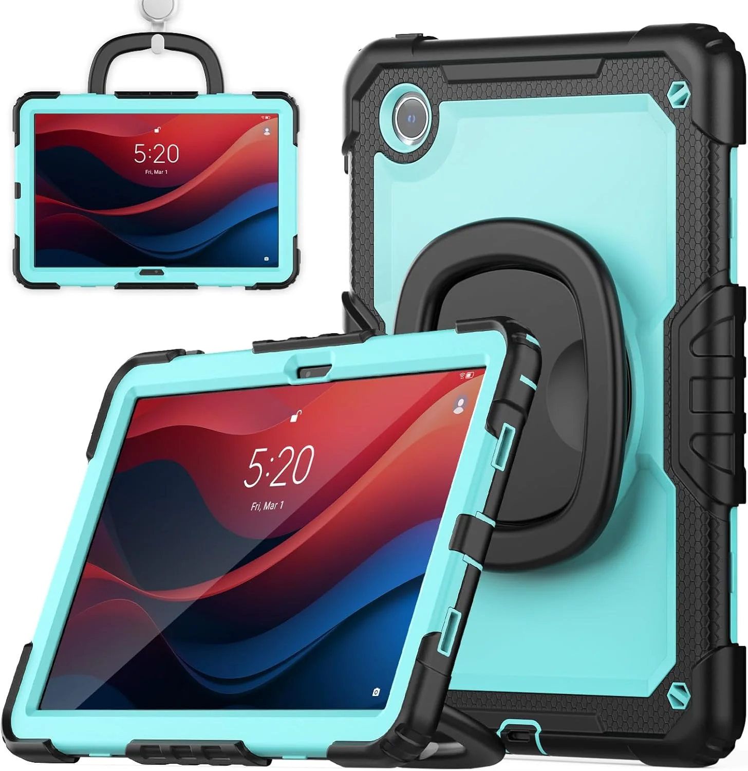 کیف محافظ تبلت سنگین Nincyee برای Lenovo Tab M11 HD 11 اینچ / K11 LTE 2024، کاور سیلیکونی ضد ضربه 3 در 1 با نگهدارنده مداد، بند شانه، پایه تاشو نامرئی