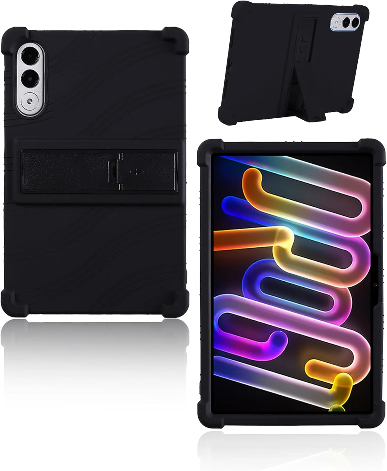 کاور محافظ تبلت لنوو Xiaoxin Pad Pro GT سایز 11.1 اینچ مدل 2025 TB710FU، کاور سیلیکونی نرم کودکانه yystao، استند قابل تنظیم (مشکی)