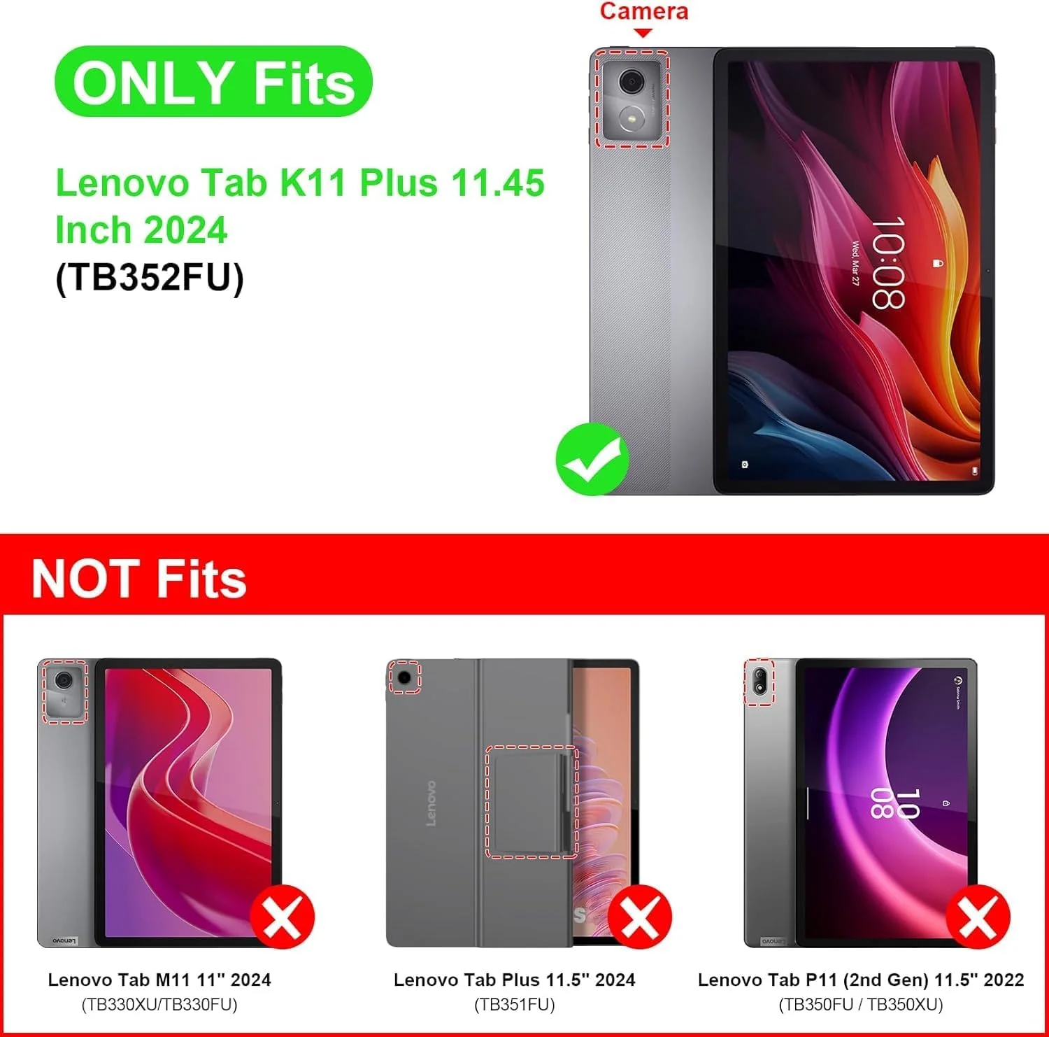 کیف محافظ چرمی ویتازی مناسب برای تبلت لنوو تب K11 پلاس/M11 پلاس 11.45 اینچی 2024 مدل TB352FU، کیف محافظ چرمی PU تجاری برای لنوو M11 پلاس با جای کارت و استند، بنفش