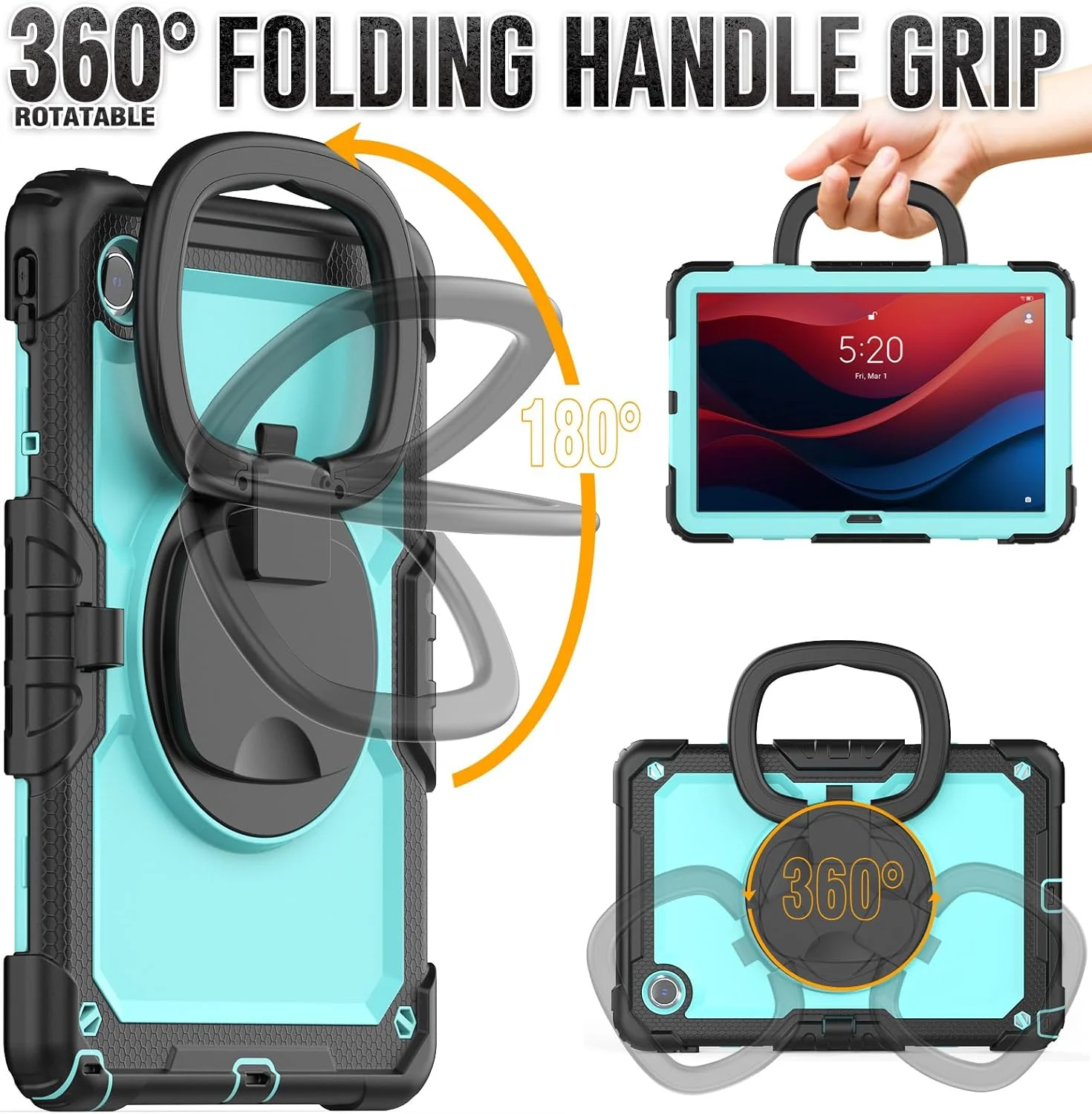 کیف محافظ تبلت سنگین Nincyee برای Lenovo Tab M11 HD 11 اینچ / K11 LTE 2024، کاور سیلیکونی ضد ضربه 3 در 1 با نگهدارنده مداد، بند شانه، پایه تاشو نامرئی