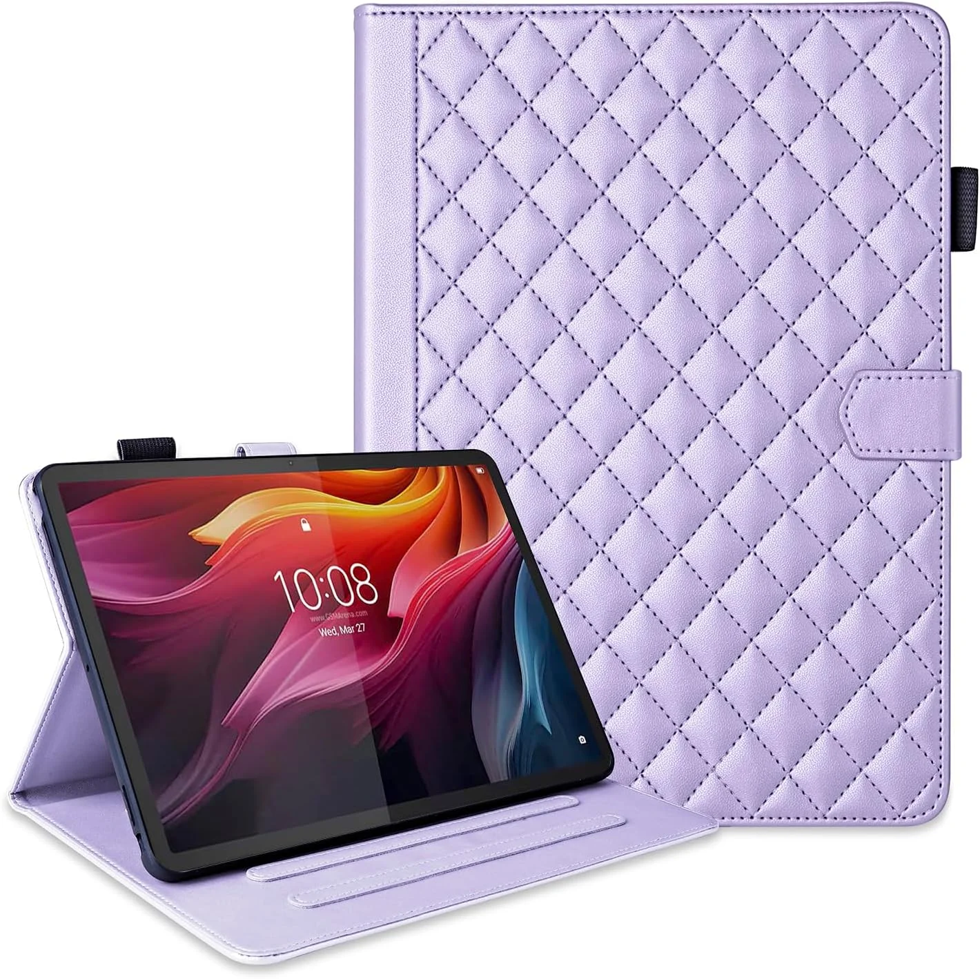 کیف محافظ چرمی ویتازی مناسب برای تبلت لنوو تب K11 پلاس/M11 پلاس 11.45 اینچی 2024 مدل TB352FU، کیف محافظ چرمی PU تجاری برای لنوو M11 پلاس با جای کارت و استند، بنفش