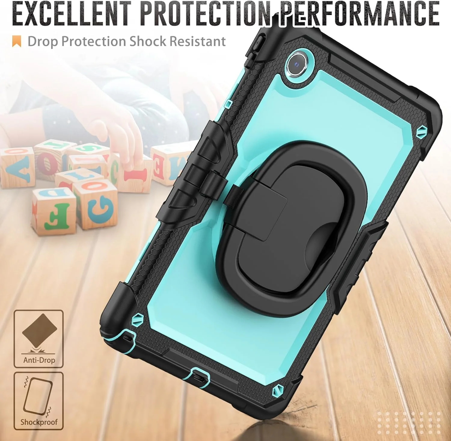 کیف محافظ تبلت سنگین Nincyee برای Lenovo Tab M11 HD 11 اینچ / K11 LTE 2024، کاور سیلیکونی ضد ضربه 3 در 1 با نگهدارنده مداد، بند شانه، پایه تاشو نامرئی