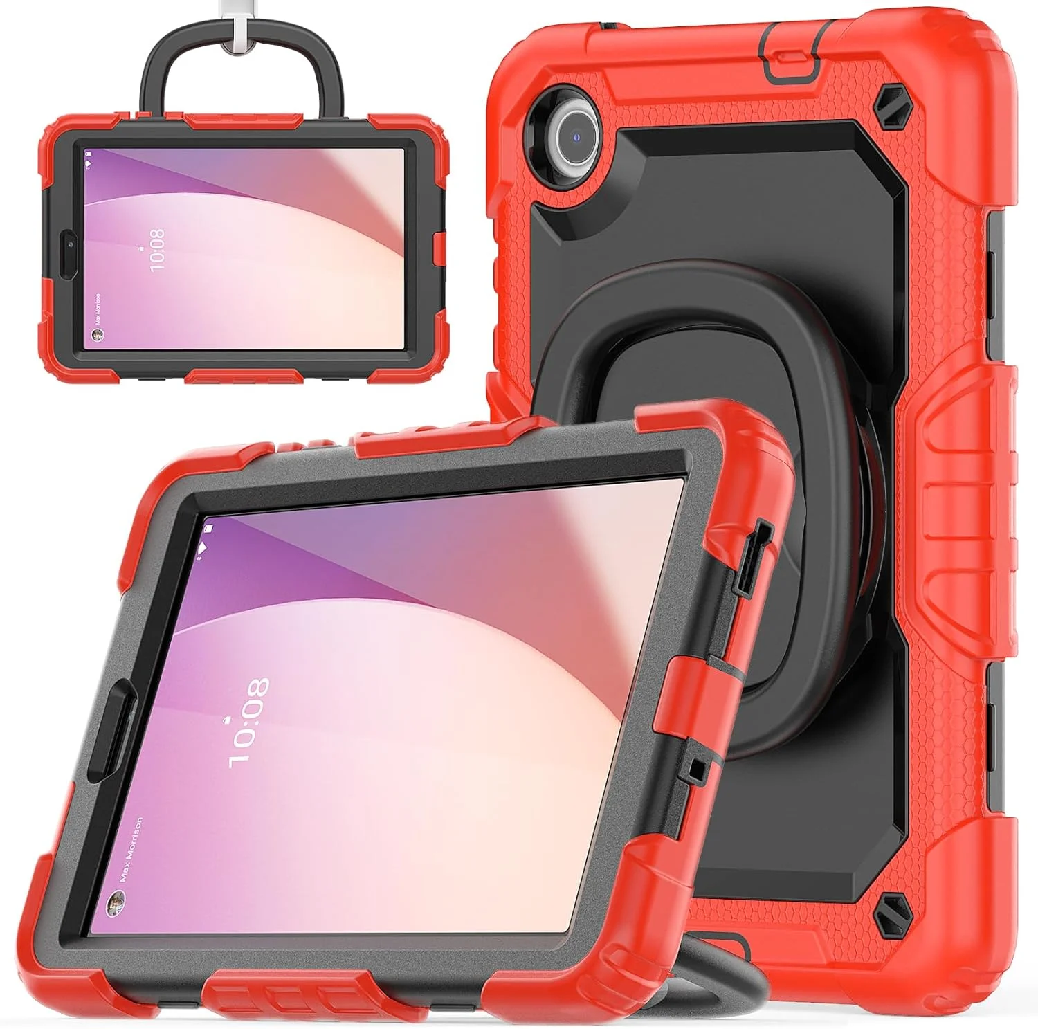 کیف محافظ تبلت مقاوم Nincyee برای Lenovo Tab M8 نسل 4 با صفحه نمایش 8 اینچی (مدل 2024/2023)، کاور سیلیکونی ضد ضربه 3 در 1 با نگهدارنده قلم، بند شانه و پایه تاشو نامرئی