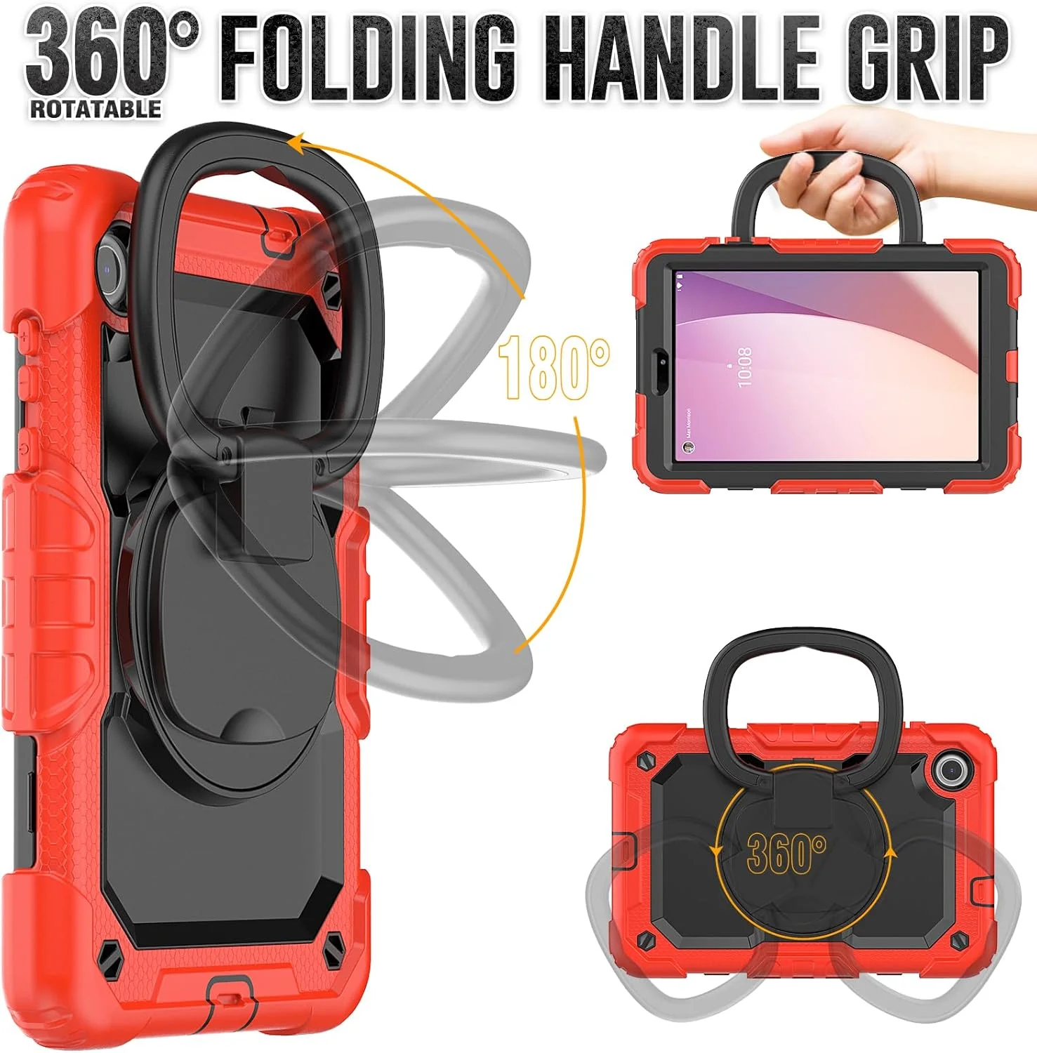 کیف محافظ تبلت مقاوم Nincyee برای Lenovo Tab M8 نسل 4 با صفحه نمایش 8 اینچی (مدل 2024/2023)، کاور سیلیکونی ضد ضربه 3 در 1 با نگهدارنده قلم، بند شانه و پایه تاشو نامرئی