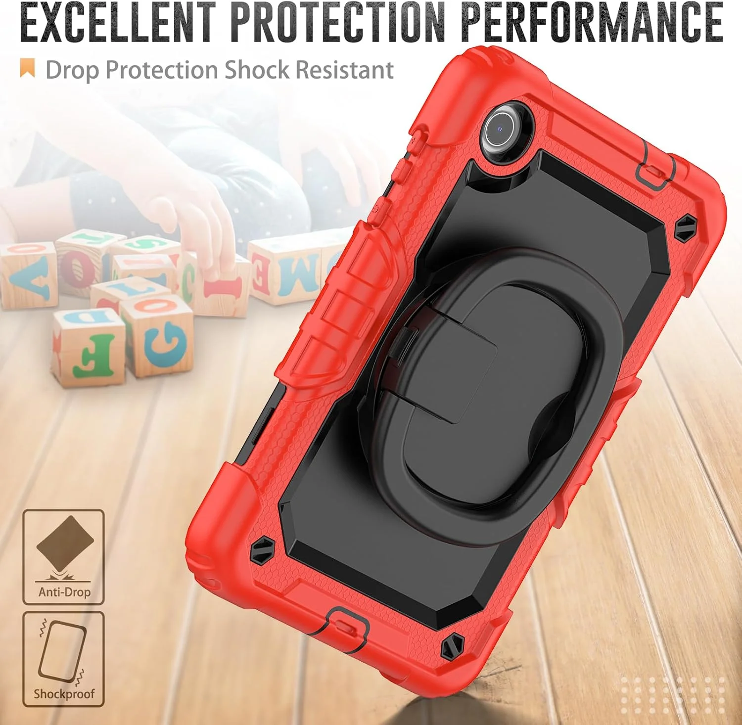 کیف محافظ تبلت مقاوم Nincyee برای Lenovo Tab M8 نسل 4 با صفحه نمایش 8 اینچی (مدل 2024/2023)، کاور سیلیکونی ضد ضربه 3 در 1 با نگهدارنده قلم، بند شانه و پایه تاشو نامرئی