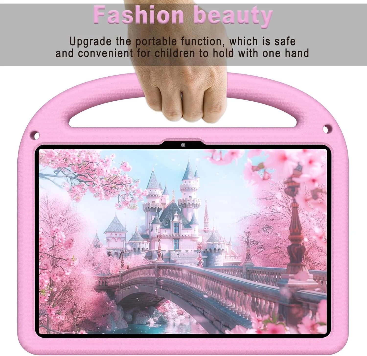 کیف محافظ تبلت لنوو تب 10.1 اینچی مدل 2025 TB-311FU، کاور محافظ کارتونی کودکانه با پایه دسته دار، سبک و ضد ضربه، مناسب برای لنوو تب 10.1 اینچی - صورتی