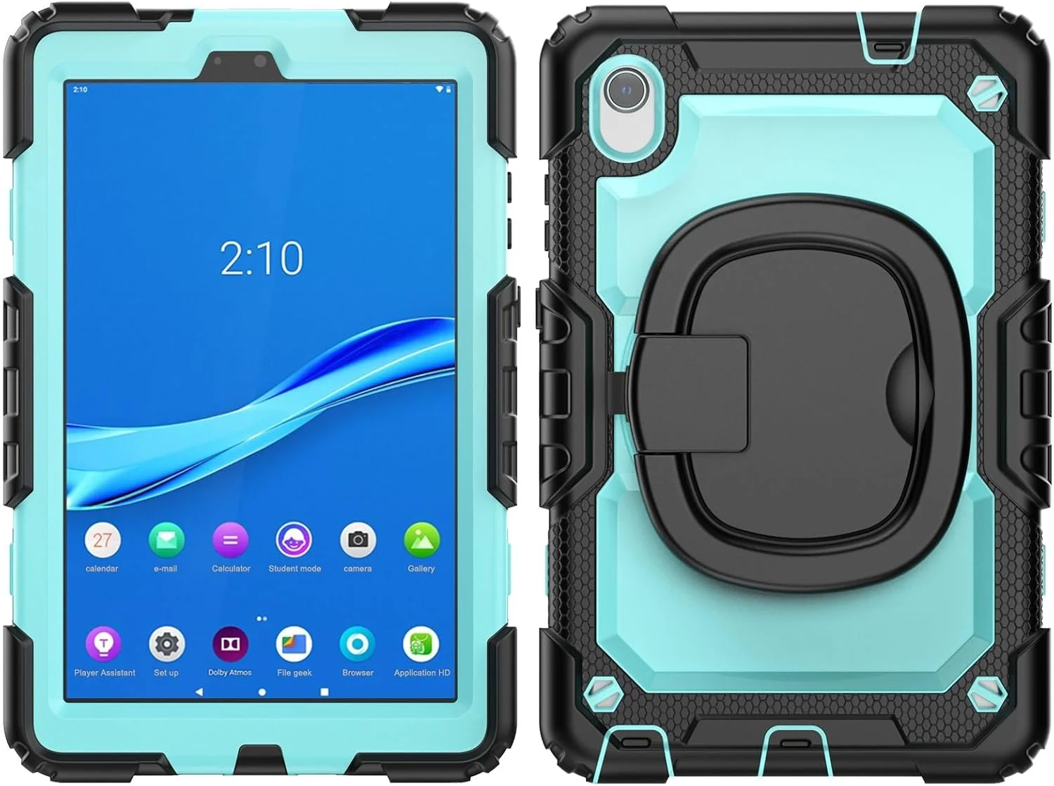 کیف محافظ تبلت مقاوم در برابر ضربه TPU سازگار با Lenovo Tab M8 TB-8505 /TB-8705 (8.0")، مناسب برای کودکان، دارای دسته چرخان 360 درجه، پایه نگهدارنده حرفه ای