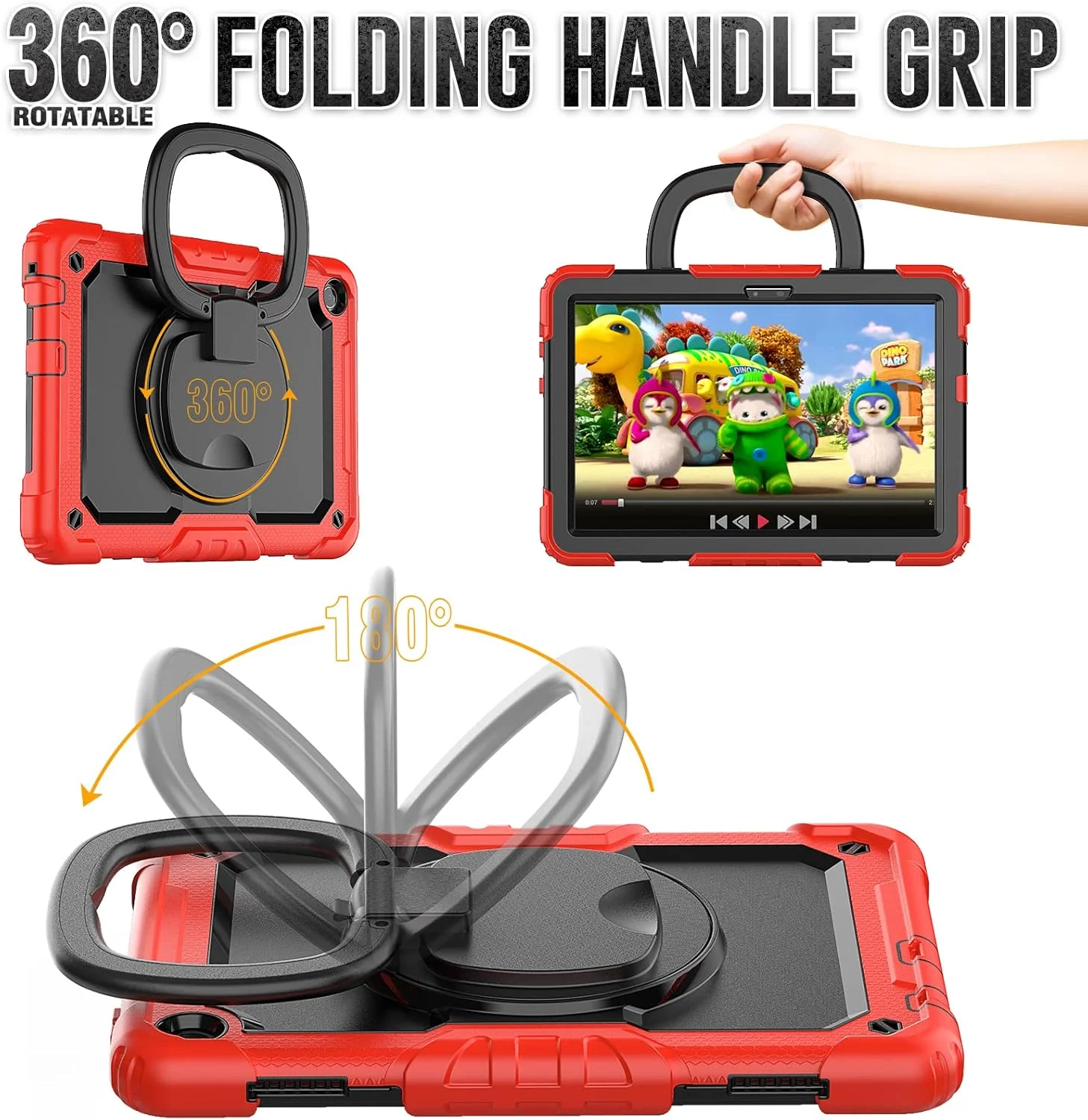 کیف محافظ تبلت مقاوم Nincyee برای Lenovo Tab M10 HD 10.1" نسل سوم 2022، کاور سیلیکونی ضد ضربه 3 در 1 با نگهدارنده قلم، بند شانه، پایه تاشو نامرئی