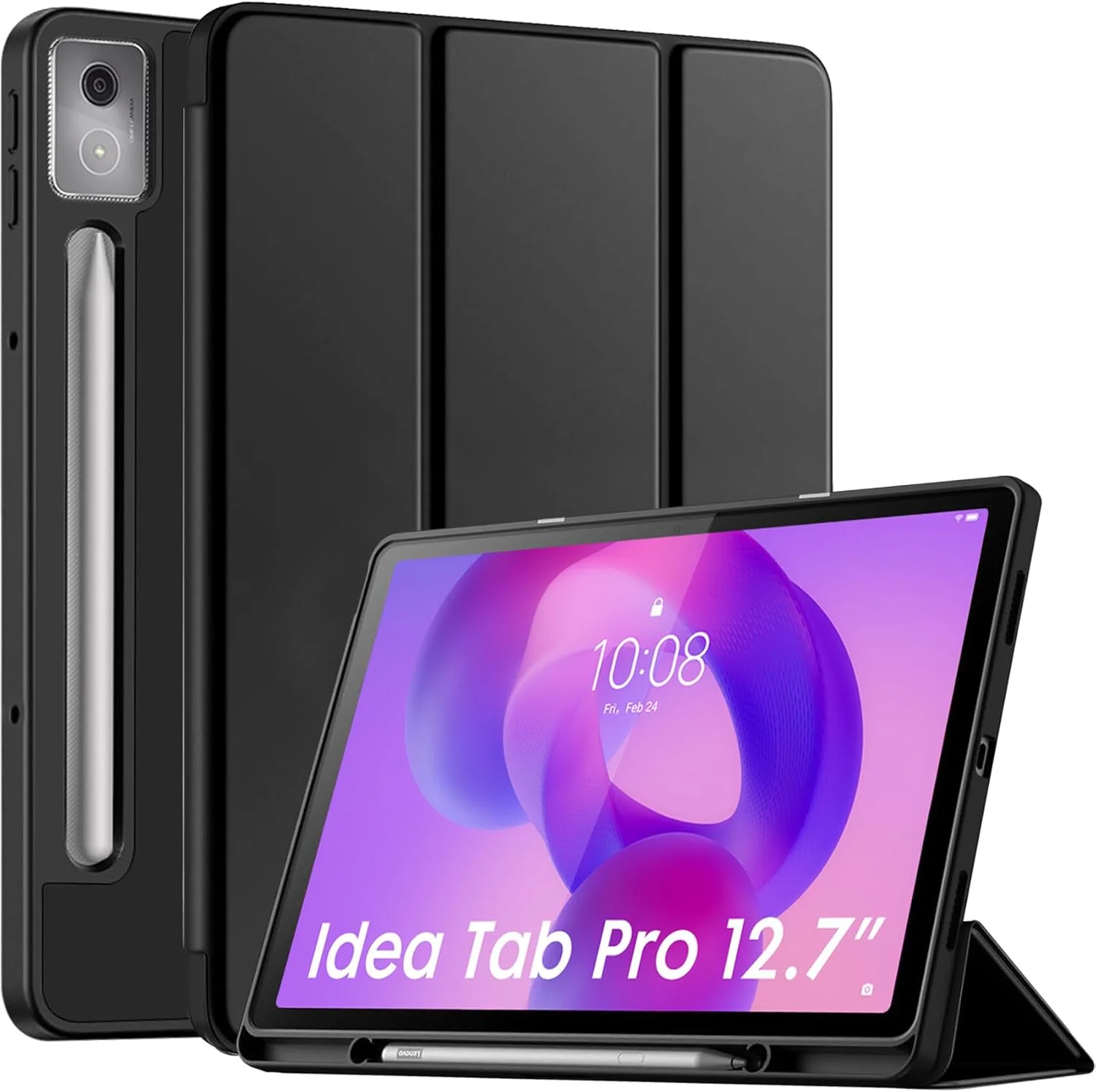 کاور محافظ روباستریون برای تبلت لنوو Idea Tab Pro 12.7 اینچی با [نگهدارنده قلم] [کاور نرم و انعطاف پذیر] برای کاور لنوو Idea Tab Pro 12.7 اینچی [پشتیبانی از حالت خواب و بیداری خودکار] - مشکی