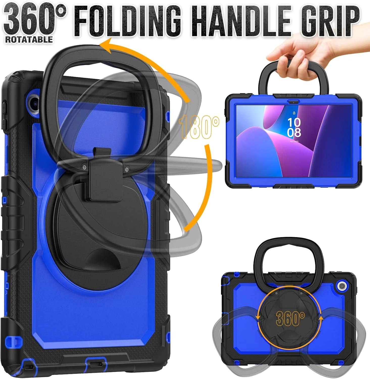 کیف محافظ تبلت سنگین Nincyee برای Lenovo Tab 10.1" 2025 TB-311XU، کاور سیلیکونی ضد ضربه 3 در 1 با نگهدارنده مداد، بند شانه، پایه تاشو نامرئی