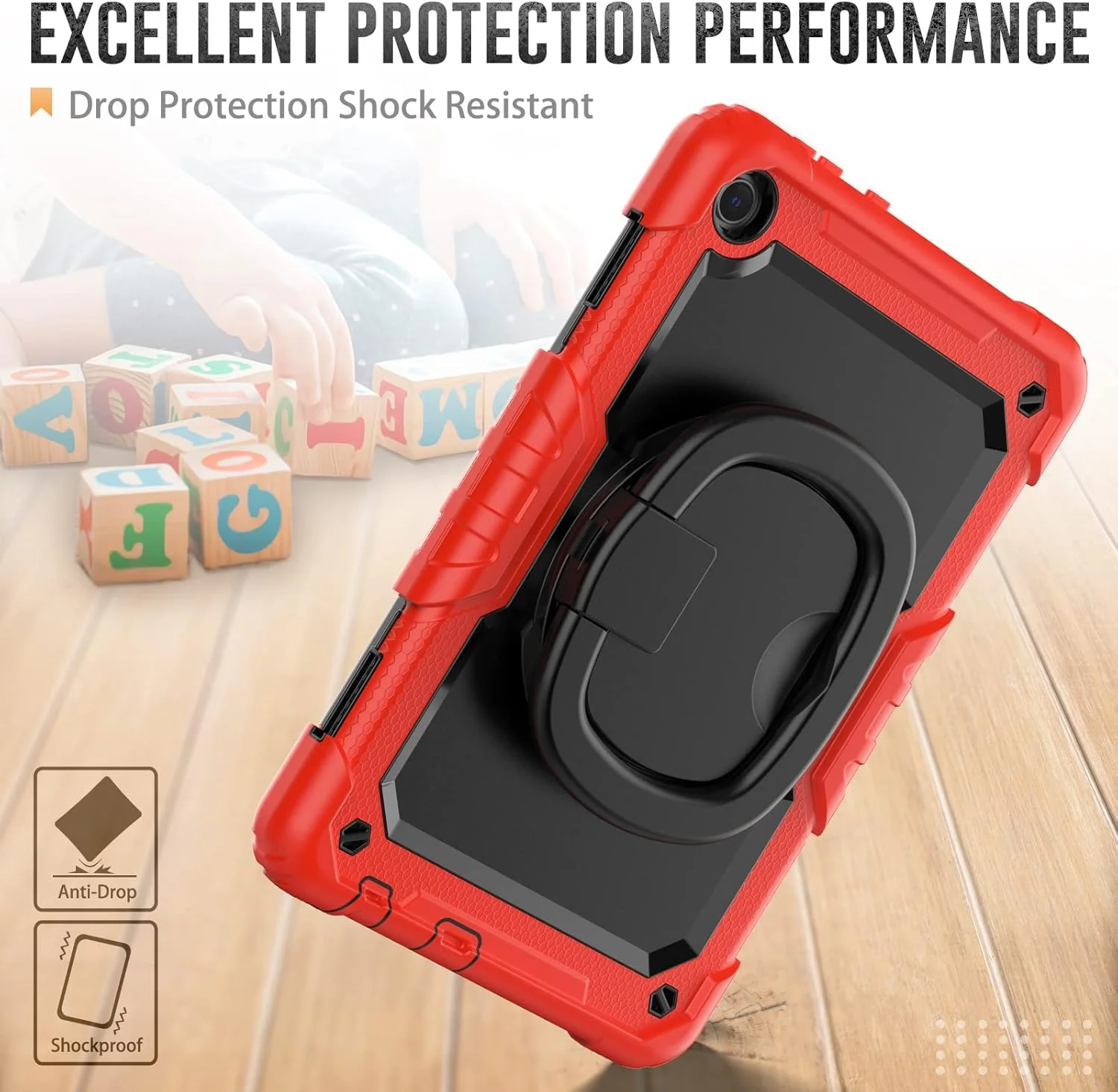 کیف محافظ تبلت مقاوم Nincyee برای Lenovo Tab M10 HD 10.1" نسل سوم 2022، کاور سیلیکونی ضد ضربه 3 در 1 با نگهدارنده قلم، بند شانه، پایه تاشو نامرئی