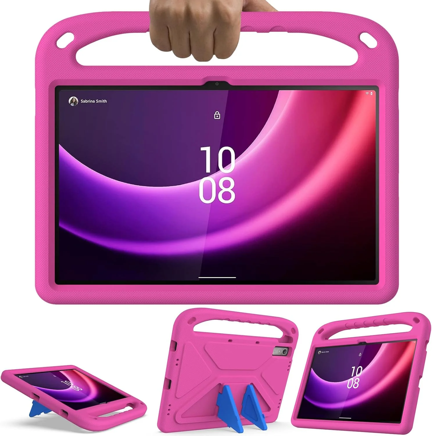 کاور تبلت کودکانه GOZOPO برای تبلت لنوو تب P11 (نسل دوم) 11.5 اینچی TB-350FU/TB-350XC، کاور محافظ ضد ضربه با دسته - سرخابی