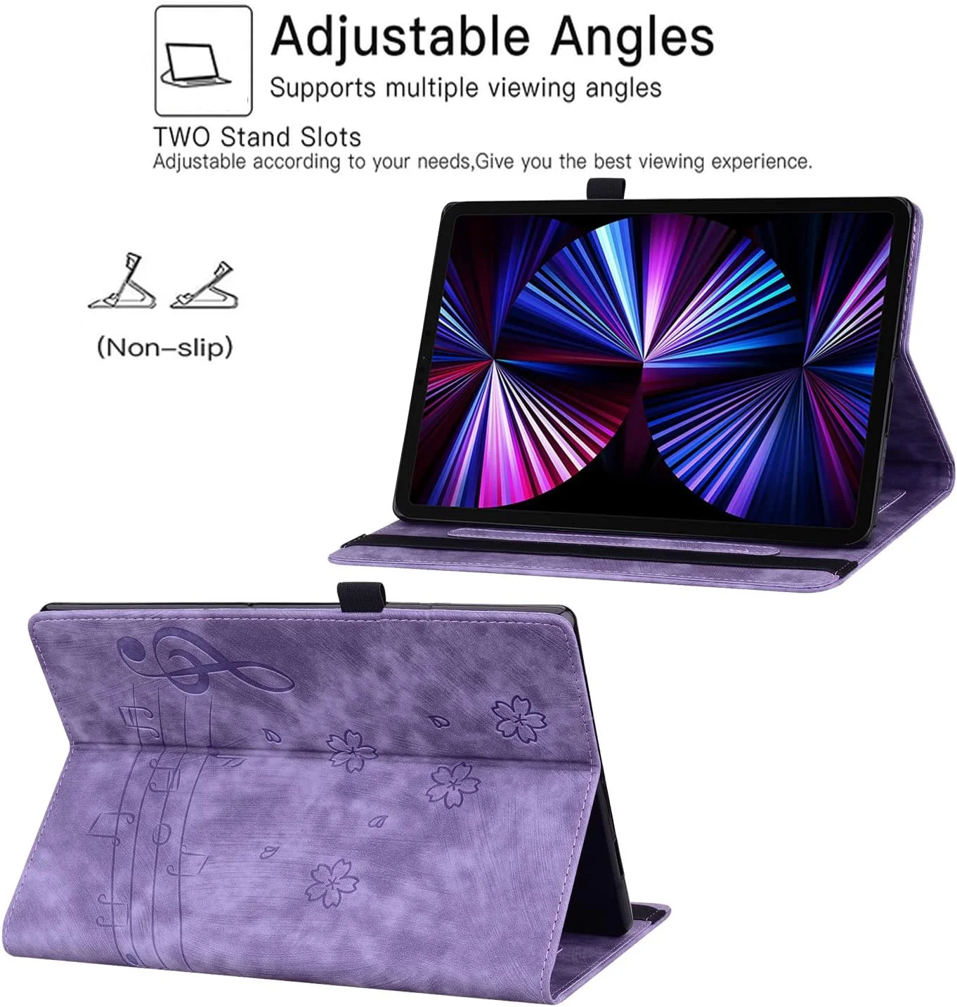 کیف تبلت TEDTIKJT سازگار با تبلت لنوو Legion Y900/Tab Extreme 14.5 اینچی، کاور محافظ چرمی PU با جای کارت، کیف استند دار، طرح گربه و شکوفه گیلاس