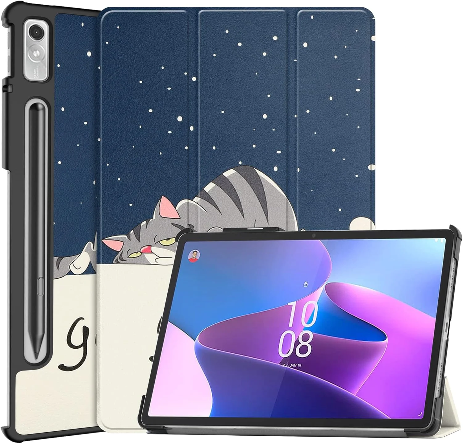 کیف تبلت RanTuo برای Lenovo Tab P11 Pro Gen 2، چرم PU، سبک و نازک، ضد آب، ضد گرد و غبار، محافظ ضد افتادن برای Lenovo Tab P11 Pro Gen 2. (گربه تنبل)