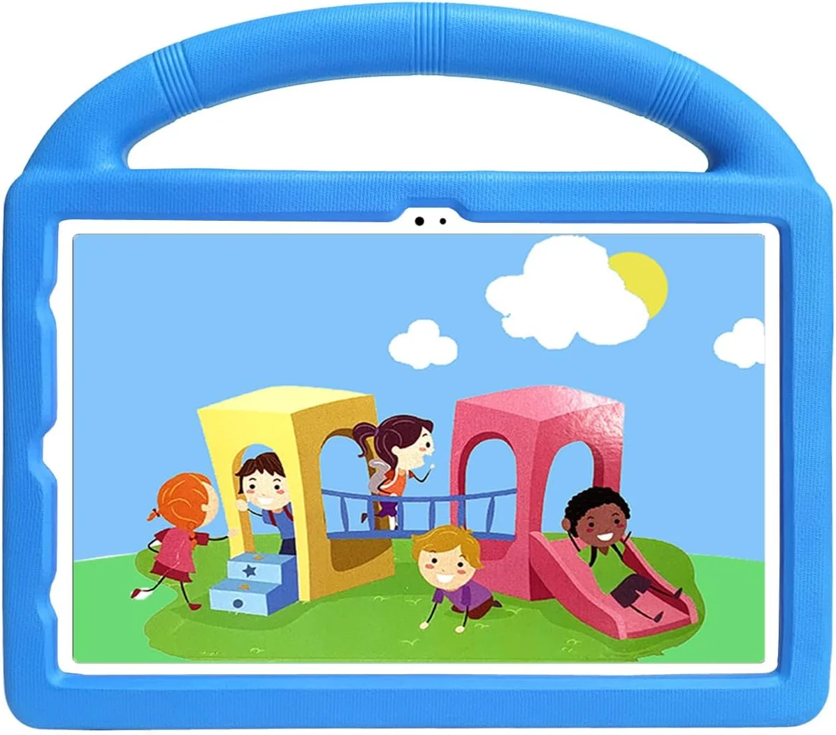 کیف تبلت کودکانه nincyee برای Lenovo Tab M10 نسل دوم 10.1 اینچی 2020، روکش مقاوم در برابر ضربه EVA با دسته، کیف پایه تاشو با طرح چرخ ماشین برای کودکان