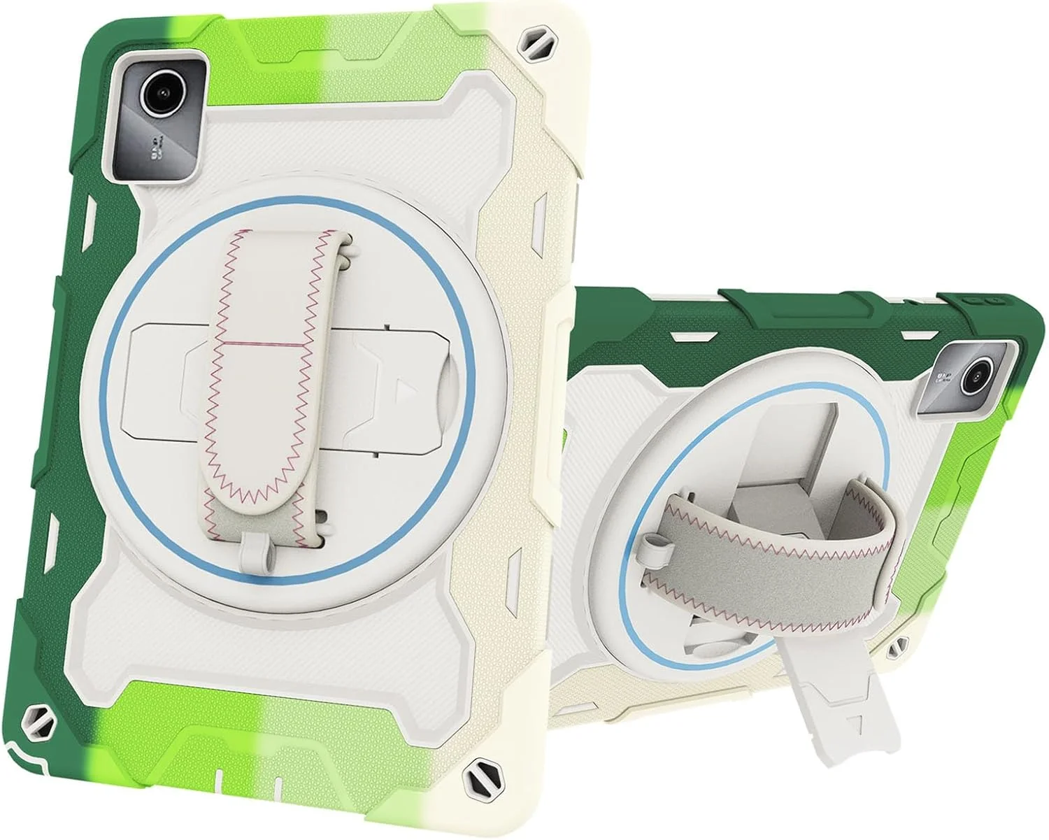 کیف تبلت nincyee برای Lenovo Tab M11 11 اینچ 2024، کیف سیلیکونی رنگین کمانی مقاوم در برابر ضربه برای کودکان با نگهدارنده مداد، بند شانه، پایه تاشو چرخشی، بند دستی