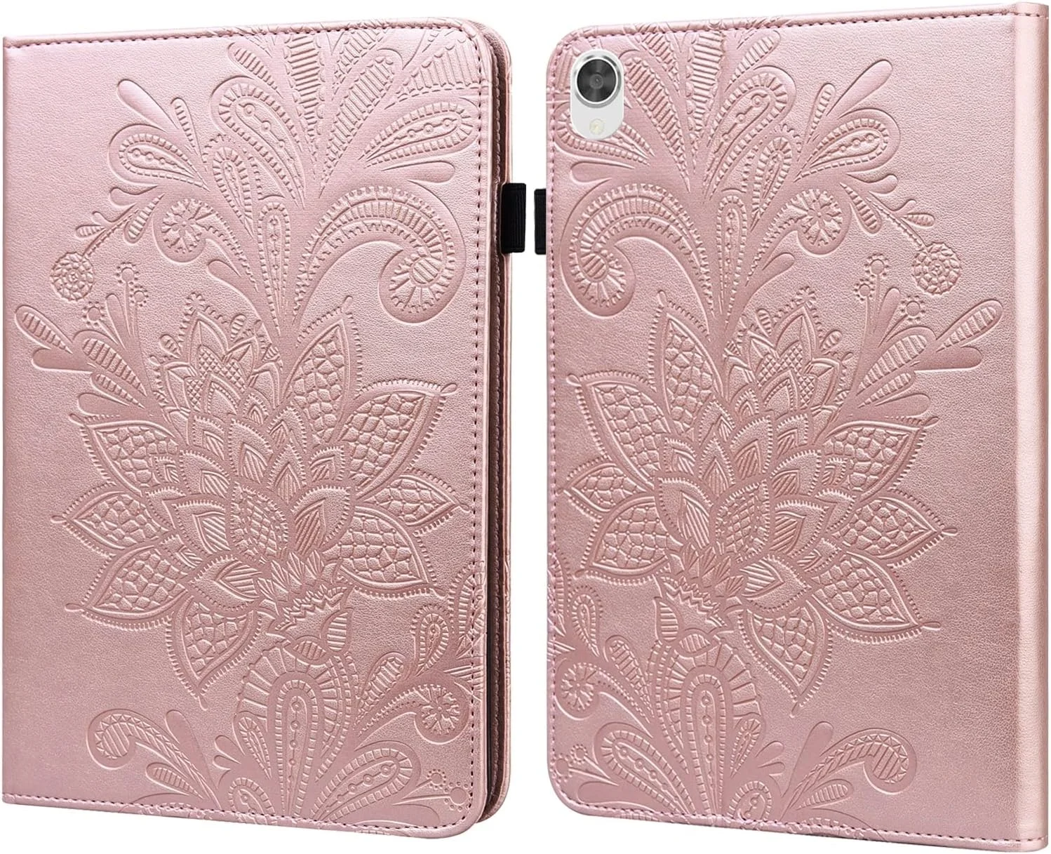 کیف تبلت چرمی با طرح گل توری ZZjingli مناسب برای تبلت Lenovo Tab M8 FHD (آبی)(بنفش)(طلایی)(سبز)(قهوه ای) (رنگ: طلایی)