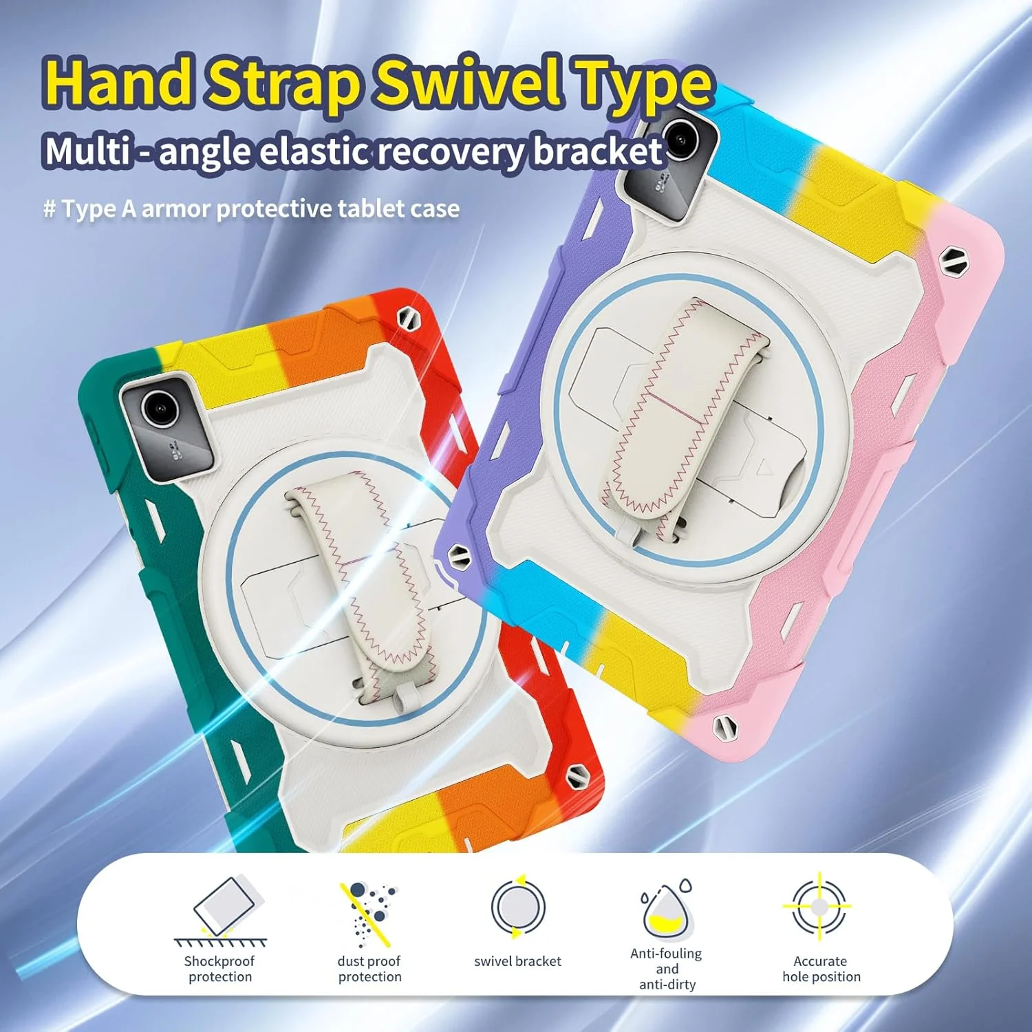 کیف تبلت nincyee برای Lenovo Tab M11 11 اینچ 2024، کیف سیلیکونی رنگین کمانی مقاوم در برابر ضربه برای کودکان با نگهدارنده مداد، بند شانه، پایه تاشو چرخشی، بند دستی کیف تبلت nincyee برای Lenovo Tab M11 11 اینچ 2024، کیف سیلیکونی رنگین کمانی مقاوم در برابر ضربه برای کودکان با نگهدارنده مداد، بند شانه، پایه تاشو چرخشی، بند دستی