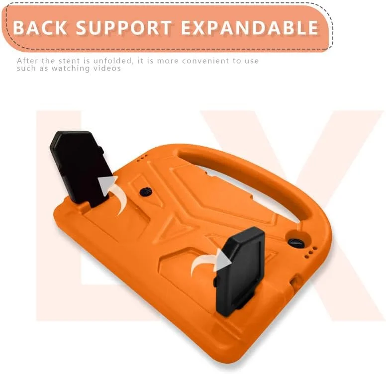 کاور تبلت نیکاکیو مناسب برای لنوو تب M10 HD TB-X505F TB-X505L TB-X605F سایز 10.1 اینچ، مناسب کودکان، دارای دسته با استند، فوم EVA ایمن، سبک وزن، کاور محافظ ضد ضربه، نارنجی