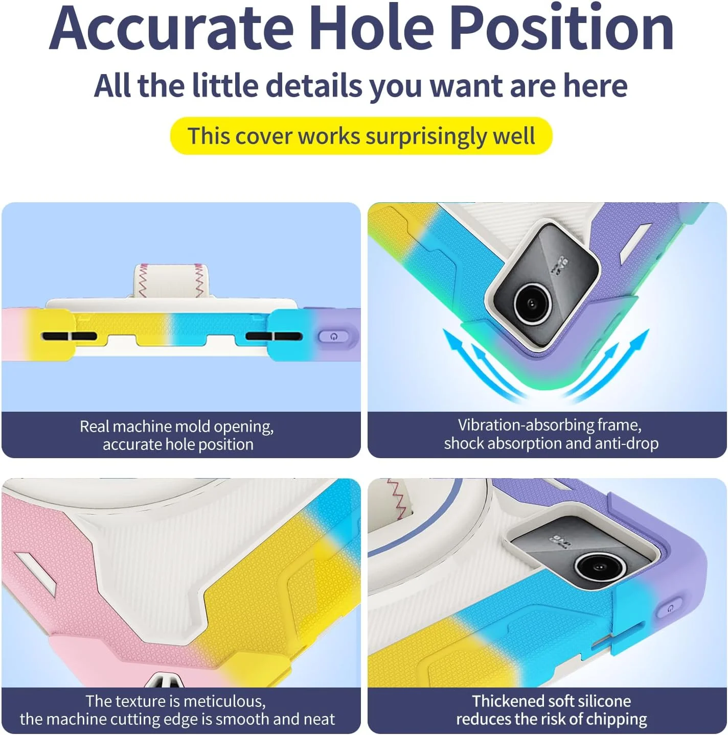 کیف تبلت nincyee برای Lenovo Tab M11 11 اینچ 2024، کیف سیلیکونی رنگین کمانی مقاوم در برابر ضربه برای کودکان با نگهدارنده مداد، بند شانه، پایه تاشو چرخشی، بند دستی کیف تبلت nincyee برای Lenovo Tab M11 11 اینچ 2024، کیف سیلیکونی رنگین کمانی مقاوم در برابر ضربه برای کودکان با نگهدارنده مداد، بند شانه، پایه تاشو چرخشی، بند دستی