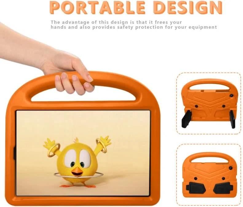 کاور تبلت نیکاکیو مناسب برای لنوو تب M10 HD TB-X505F TB-X505L TB-X605F سایز 10.1 اینچ، مناسب کودکان، دارای دسته با استند، فوم EVA ایمن، سبک وزن، کاور محافظ ضد ضربه، نارنجی