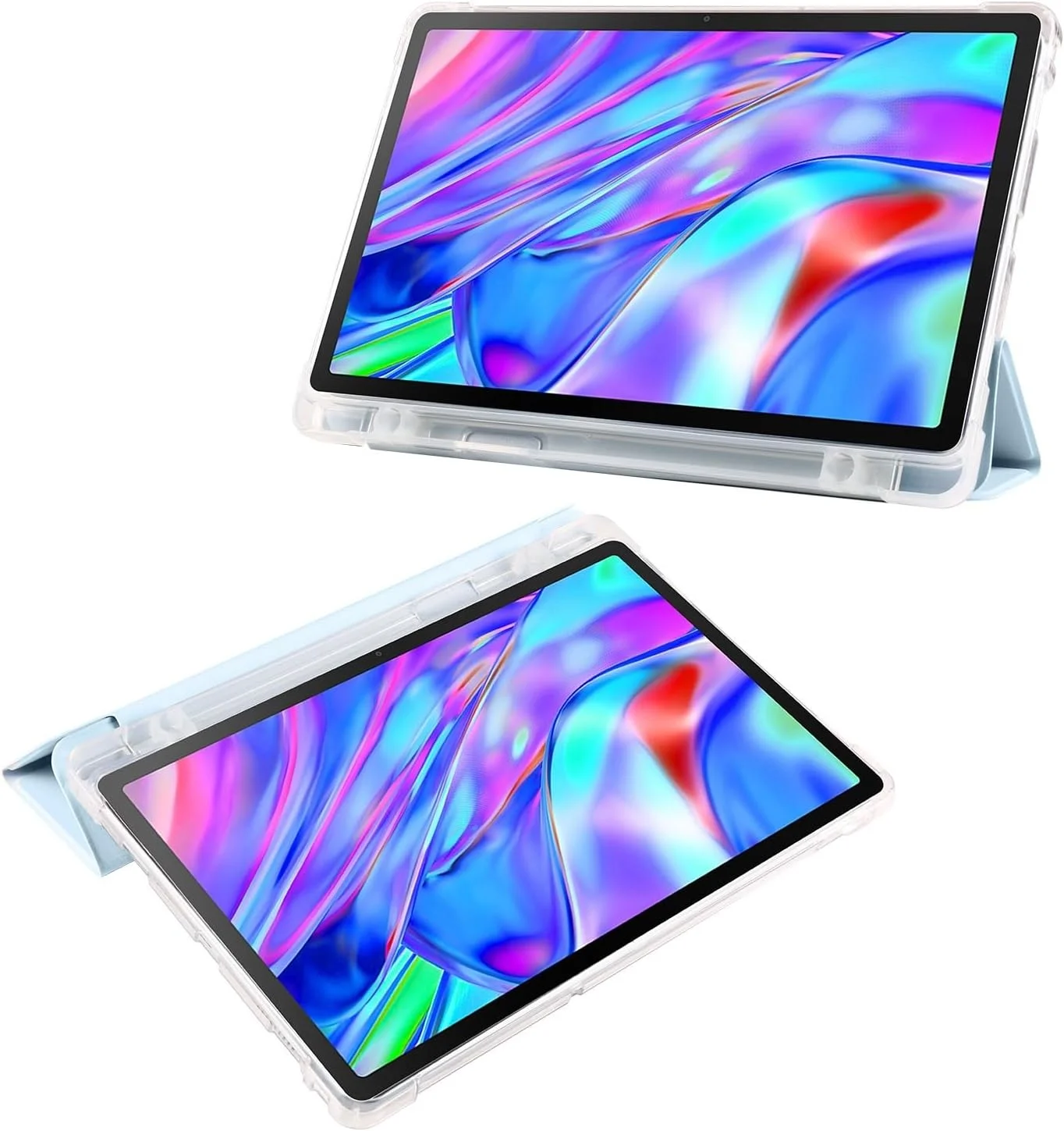 کاور شفاف تبلت سازگار با لنوو تب M10 پلاس نسل 3، 10.6 اینچی مدل 125FU/128FU، کاور باریک TPU با قابلیت بیدار شدن/به خواب رفتن خودکار، کاور محافظ سبک وزن هوشمند با جای مدادی، کاور ضد ضربه. آبی