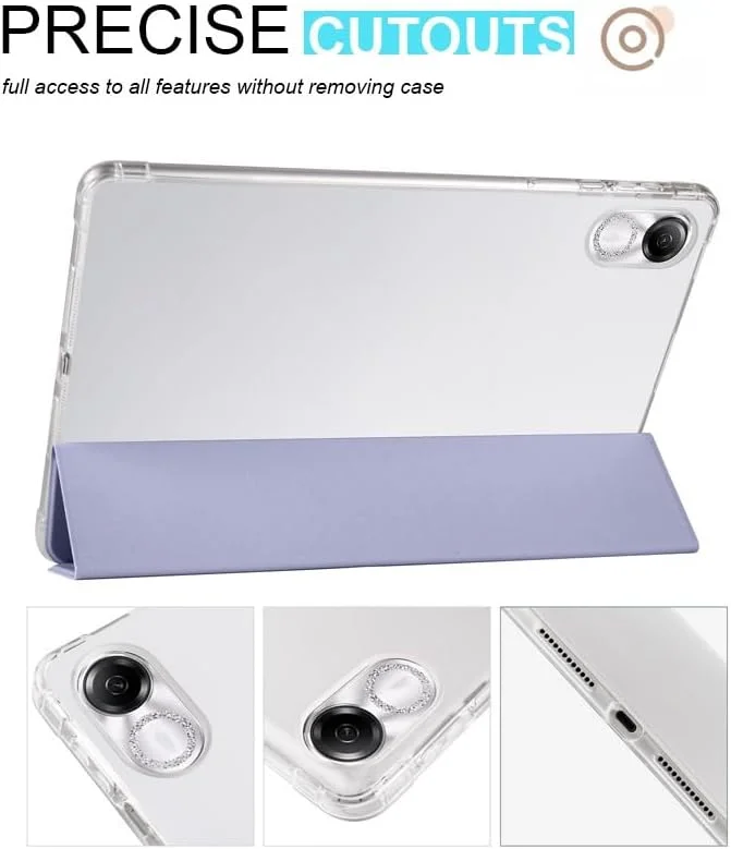 کاور شفاف تبلت سازگار با لنوو تب پد پرو 12.7 اینچ 2025/2023، کاور باریک TPU با قابلیت بیدار/خواب خودکار، کاور محافظ سبک وزن هوشمند با جای مدادی، ضد ضربه، بنفش