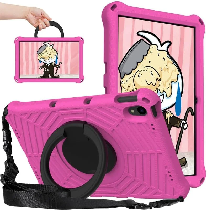 کیف تبلت کودکانه نیکاکیو مناسب برای لنوو تب P11/ P11 پلاس 11 اینچی، فوم EVA با طرح تار عنکبوت، دارای پایه حلقه ای و بند شانه ای، مناسب برای تبلت لنوو تب P11 TB-J606F TB-J616F، رز