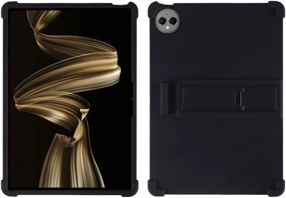 کاور سیلیکونی نرم Gruattreay سازگار با هوآوی MatePad Pro 12.2'' 2024 (MRO-W00)، کاور ایمنی کودکانه با پایه و 4 ایربگ ضد ضربه برای MatePad Pro 12.2 (مشکی)