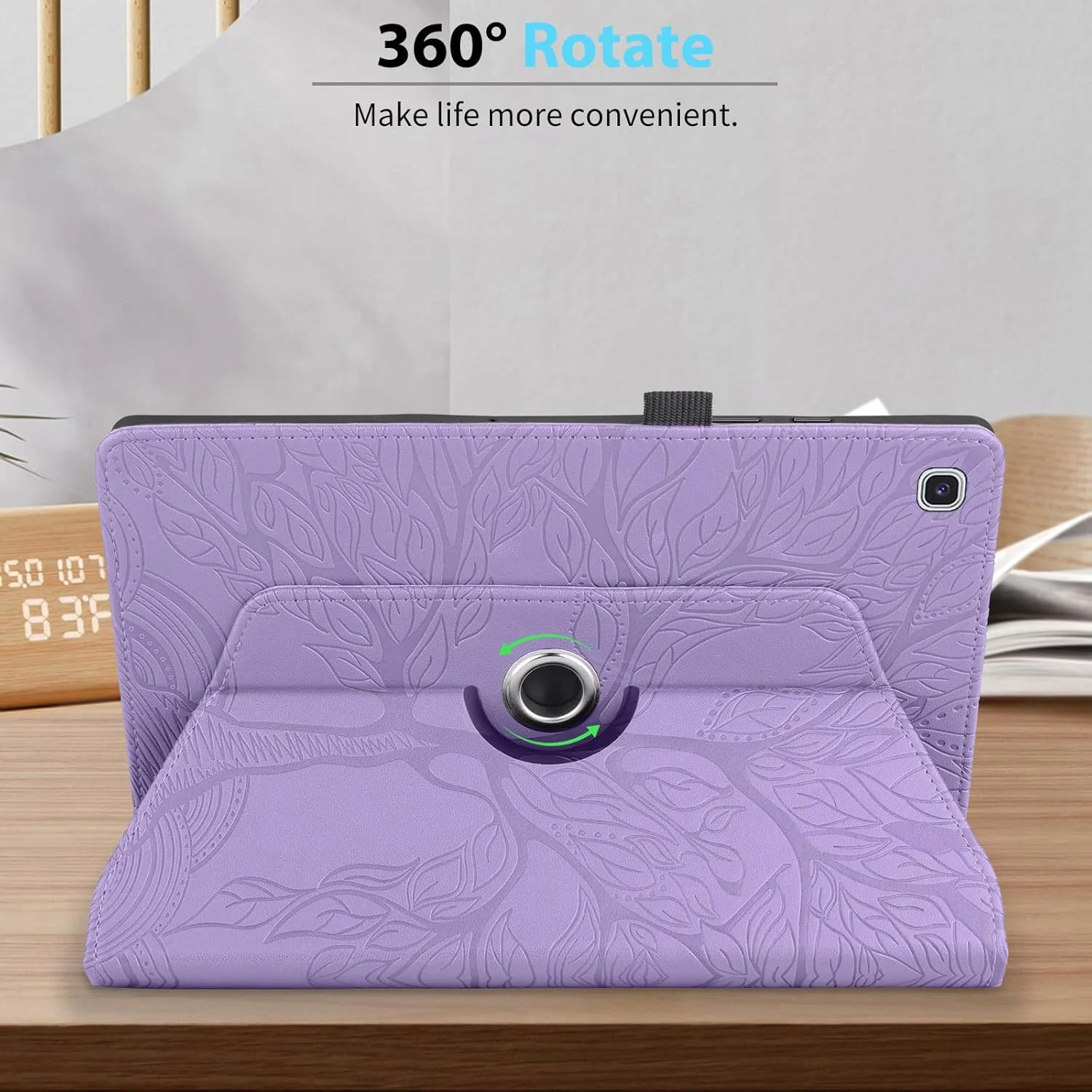 کیف چرخشی Netany برای تبلت Lenovo M10 Plus نسل 3rd 10.6 اینچ 2022 (Tb-125F/Tb-128F) به همراه قلم استایلوس، کاور محافظ چرمی PU با قابلیت چرخش 360 درجه [عملکرد خواب/بیدار] - بنفش