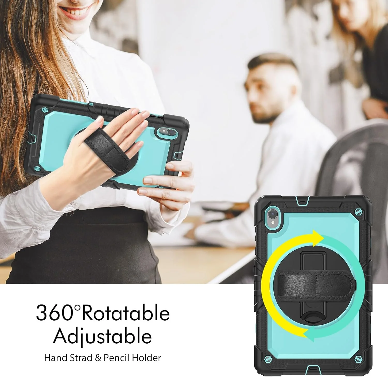 کیف محافظ تبلت مقاوم Nincyee برای Lenovo Tab M10 HD 10.1" نسل دوم، کاور سیلیکونی رنگین کمانی ضد ضربه 3 در 1 با جای مداد، بند شانه، بند دستی، پایه تاشو