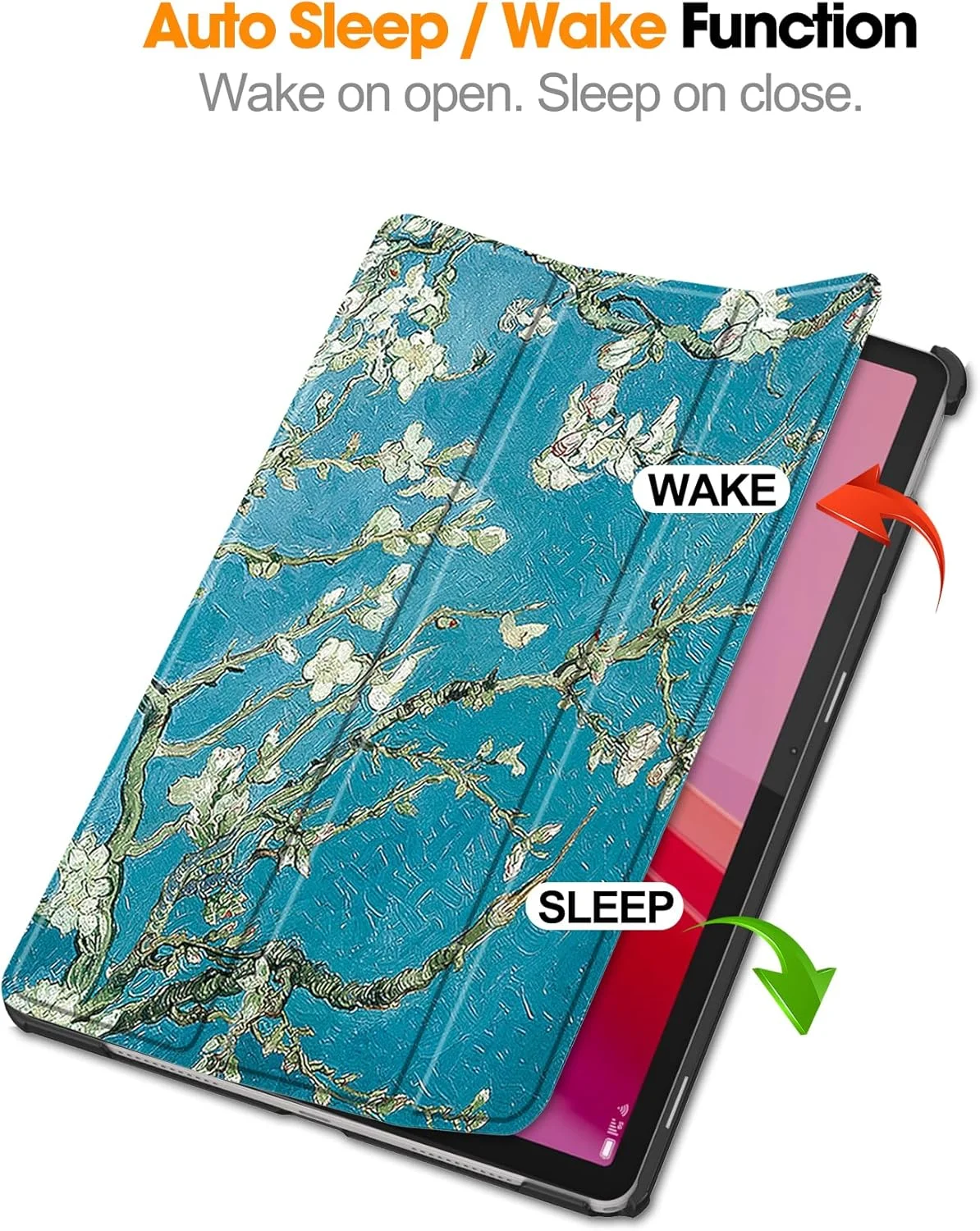 کیف تبلت RanTuo برای Lenovo Tab M11، روکش PU، سبک و نازک، ضد آب، ضد گرد و غبار، قاب محافظ ضد افتادن برای Lenovo Tab M11. (شکوفه زردآلو)