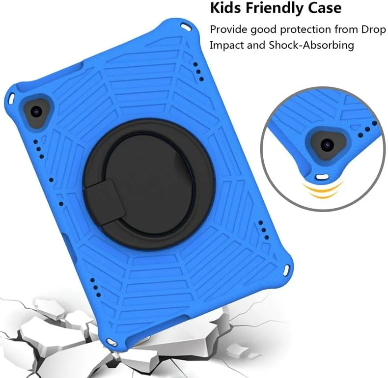 کیف تبلت کودکانه نیکاکیو مناسب برای لنوو اسمارت تب P10 سایز 10.1 اینچ، فوم EVA با طرح تار عنکبوت، به همراه استند حلقه ای و بند شانه ای، مناسب برای تبلت لنوو تب P10 مدل TB-X705F، آبی