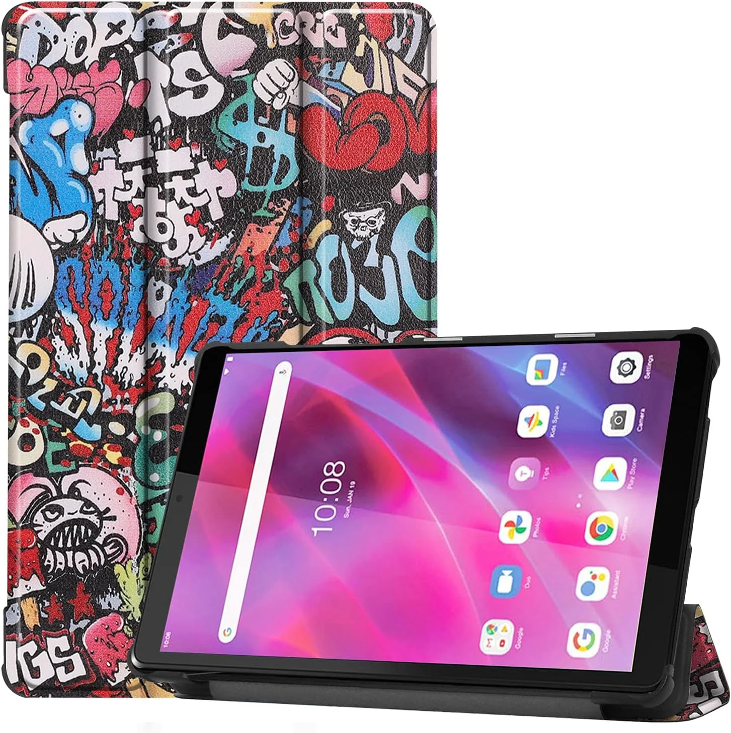 کیف تبلت RanTuo برای Lenovo Tab M8 (نسل 3)، چرم PU، سبک و نازک، ضد آب، ضد گرد و غبار، کیف محافظ ضد افتادن برای Lenovo Tab M8 (نسل 3). (گرافیتی)